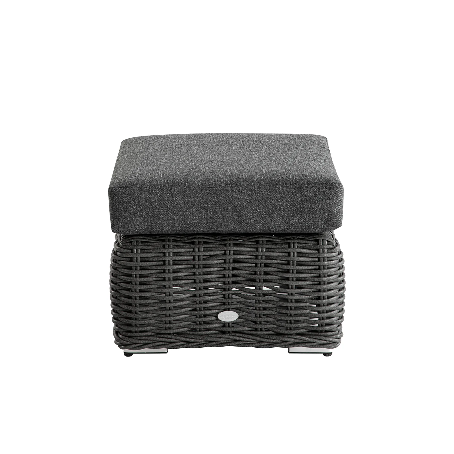 Bellagio Round Wicker Outdoor Footstool, Dark Grey - Image 2