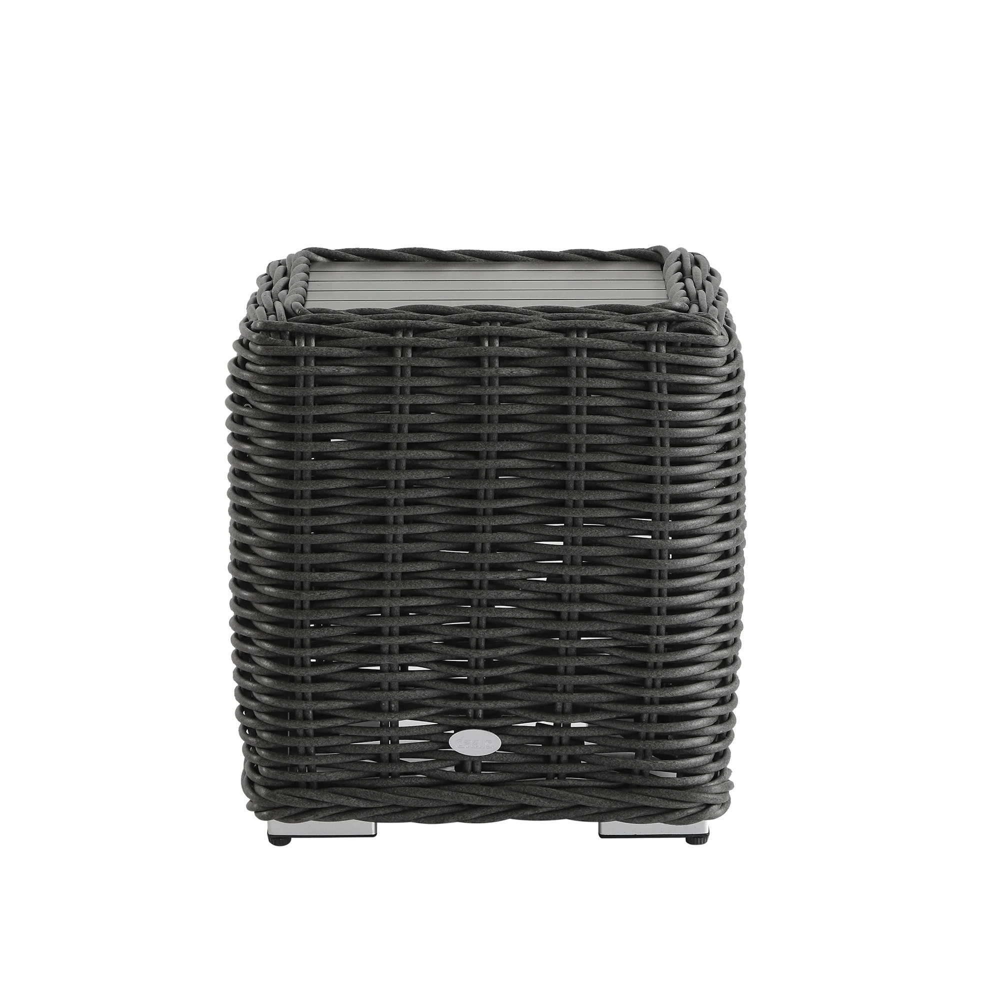 Bellagio Round Wicker Outdoor Side Table, Dark Grey - Image 2