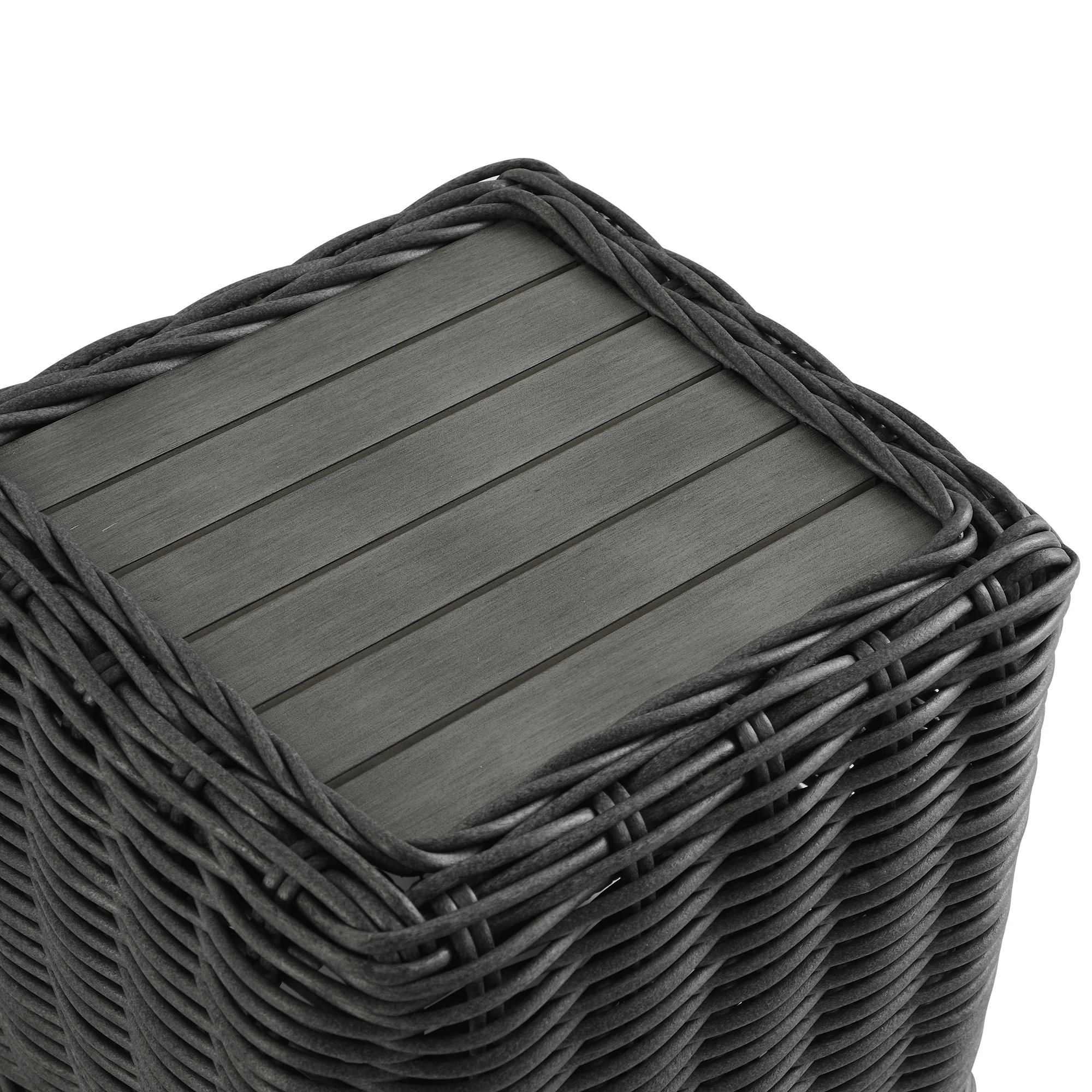 Bellagio Round Wicker Outdoor Side Table, Dark Grey - Image 6