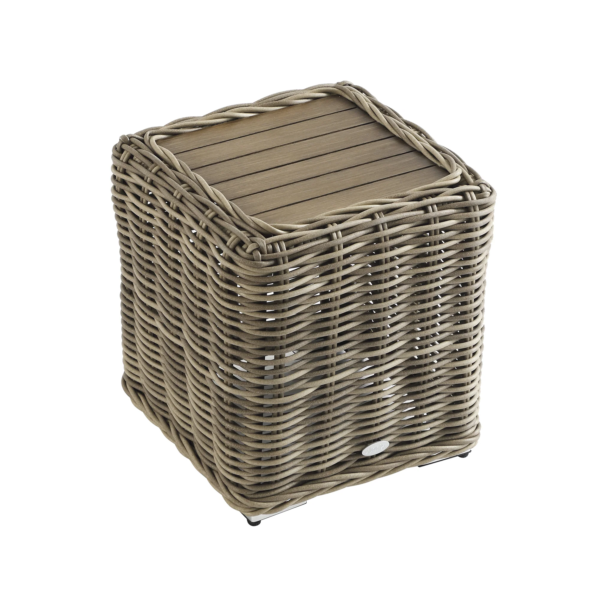 Bellagio Round Wicker Outdoor Side Table, Natural - Image 2