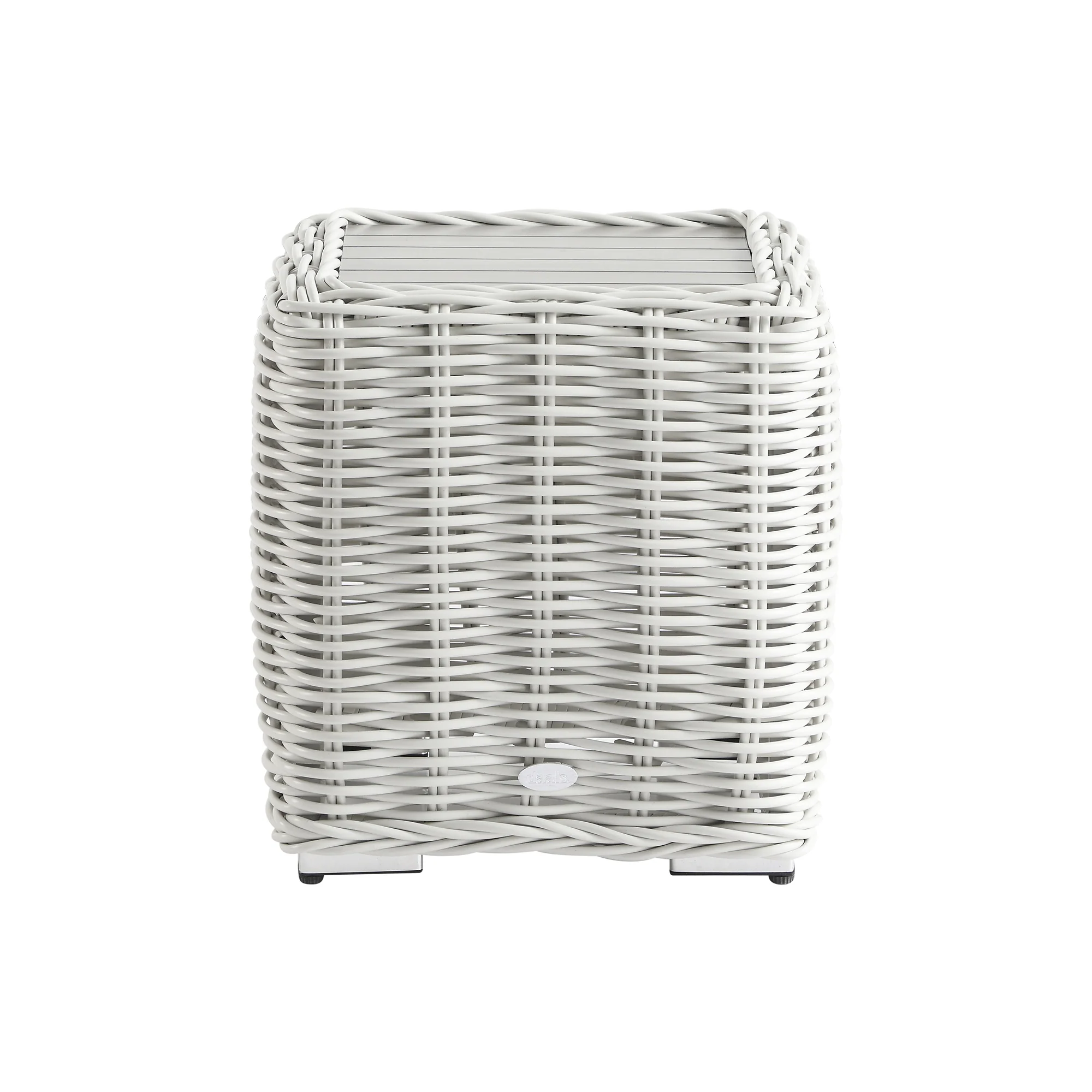 Bellagio Round Wicker Outdoor Side Table, White - Image 2