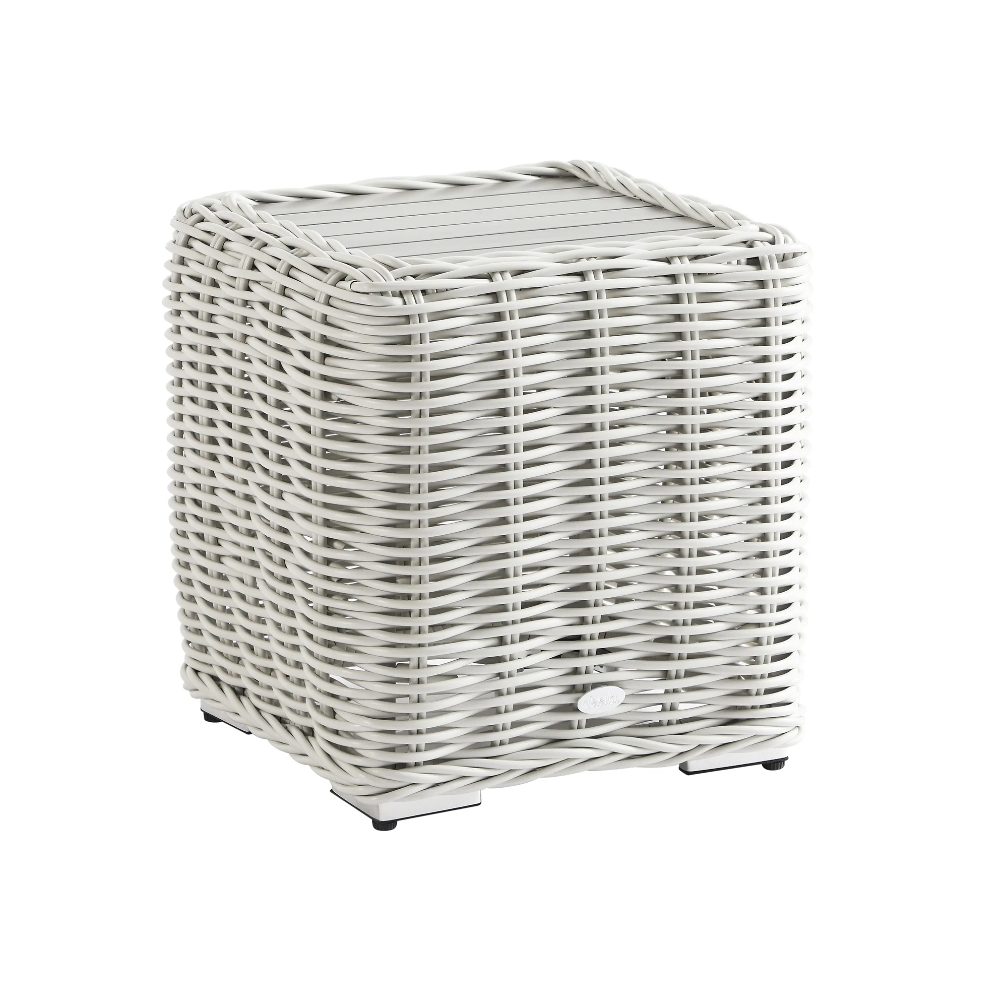 Bellagio Round Wicker Outdoor Side Table, White - Image 3