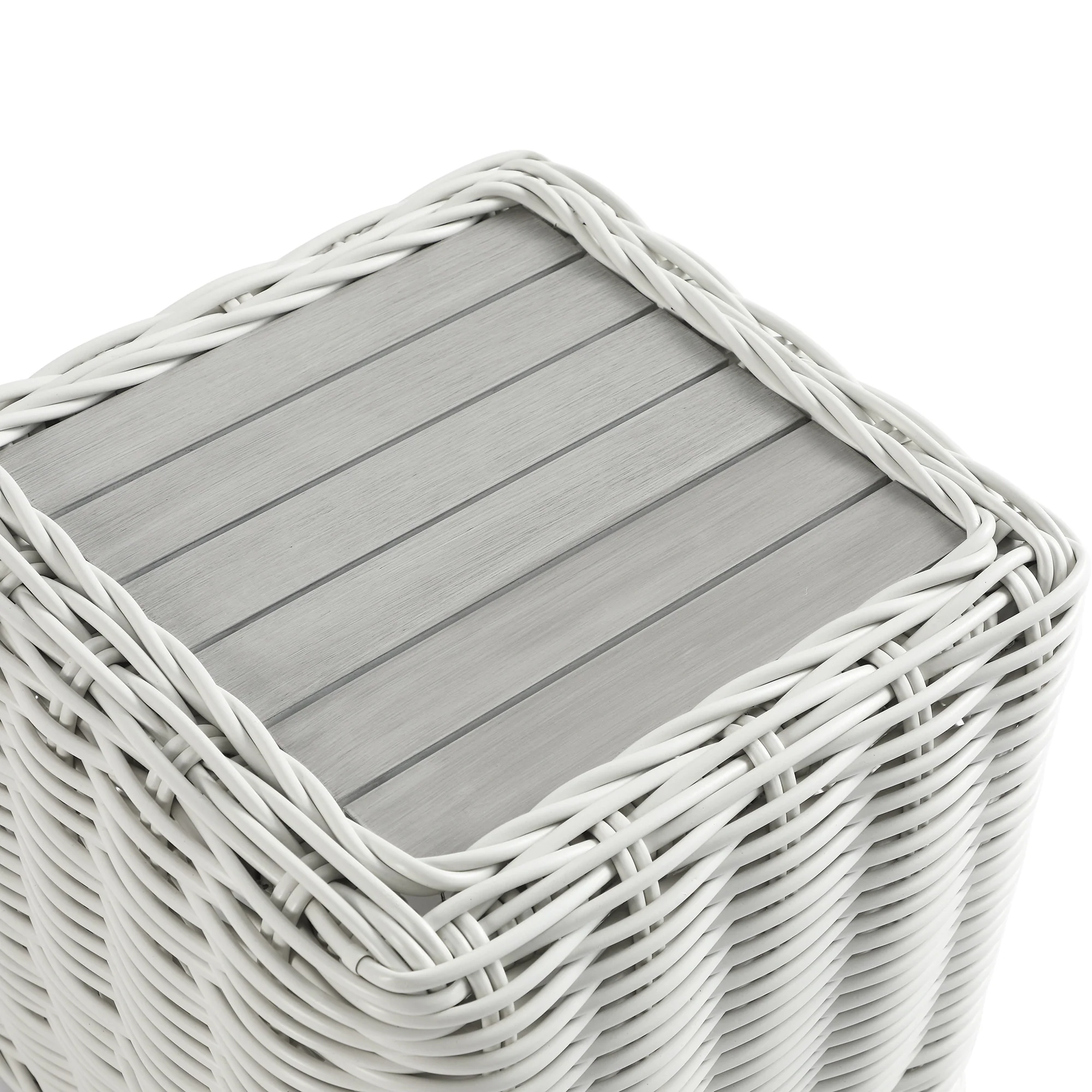 Bellagio Round Wicker Outdoor Side Table, White - Image 6