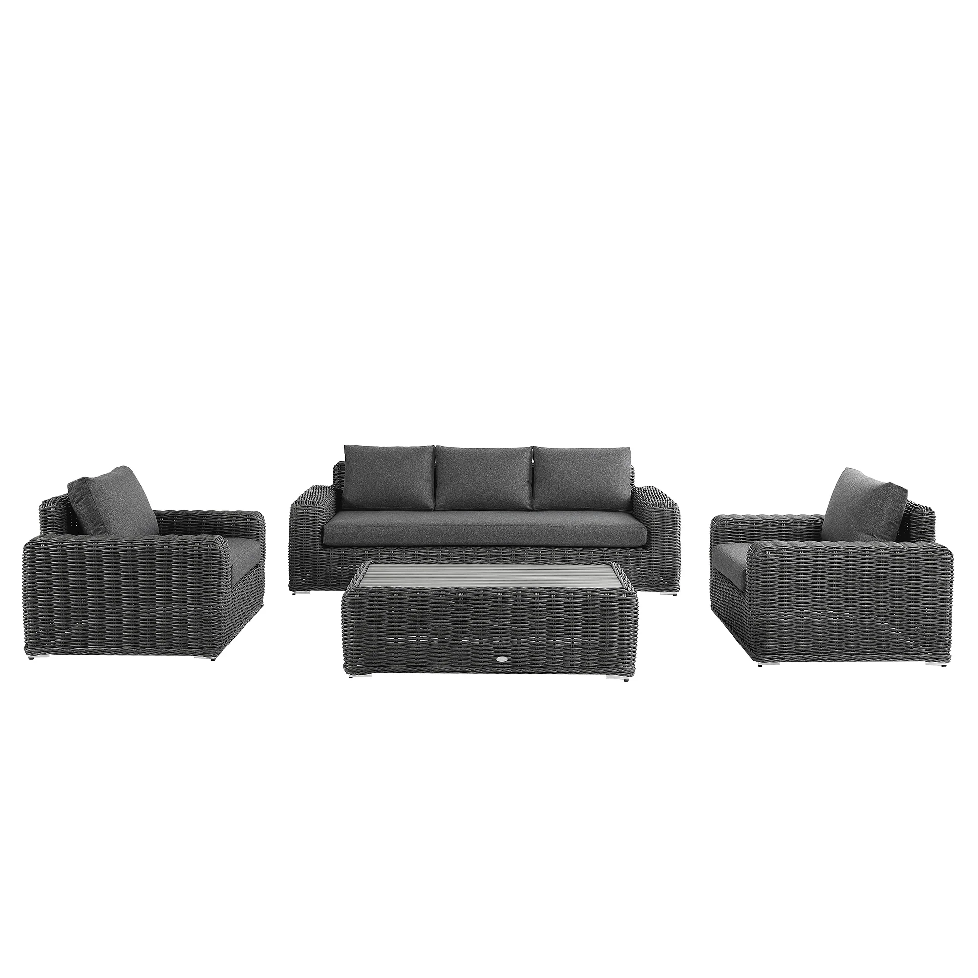 Bellagio Round Wicker Sofa Set with Coffee Table, Dark Grey - Image 11