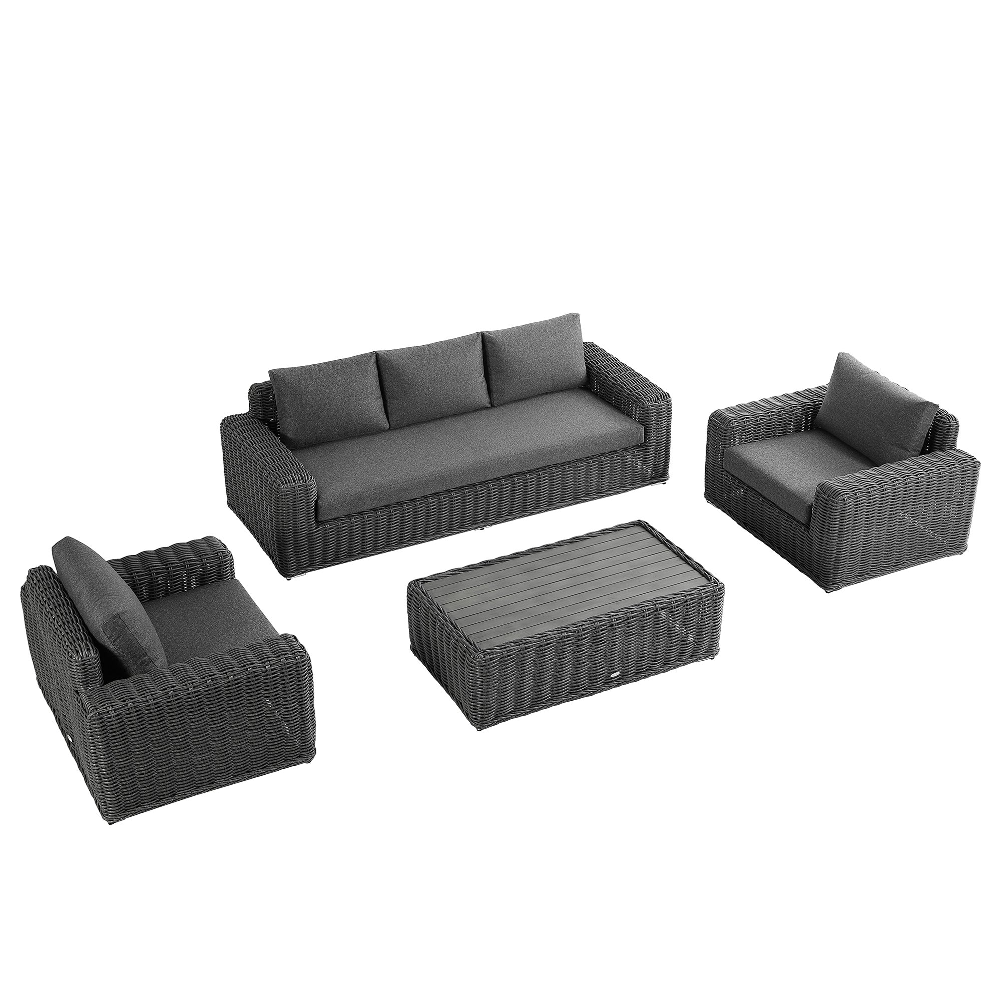 Bellagio Round Wicker Sofa Set with Coffee Table, Dark Grey - Image 13