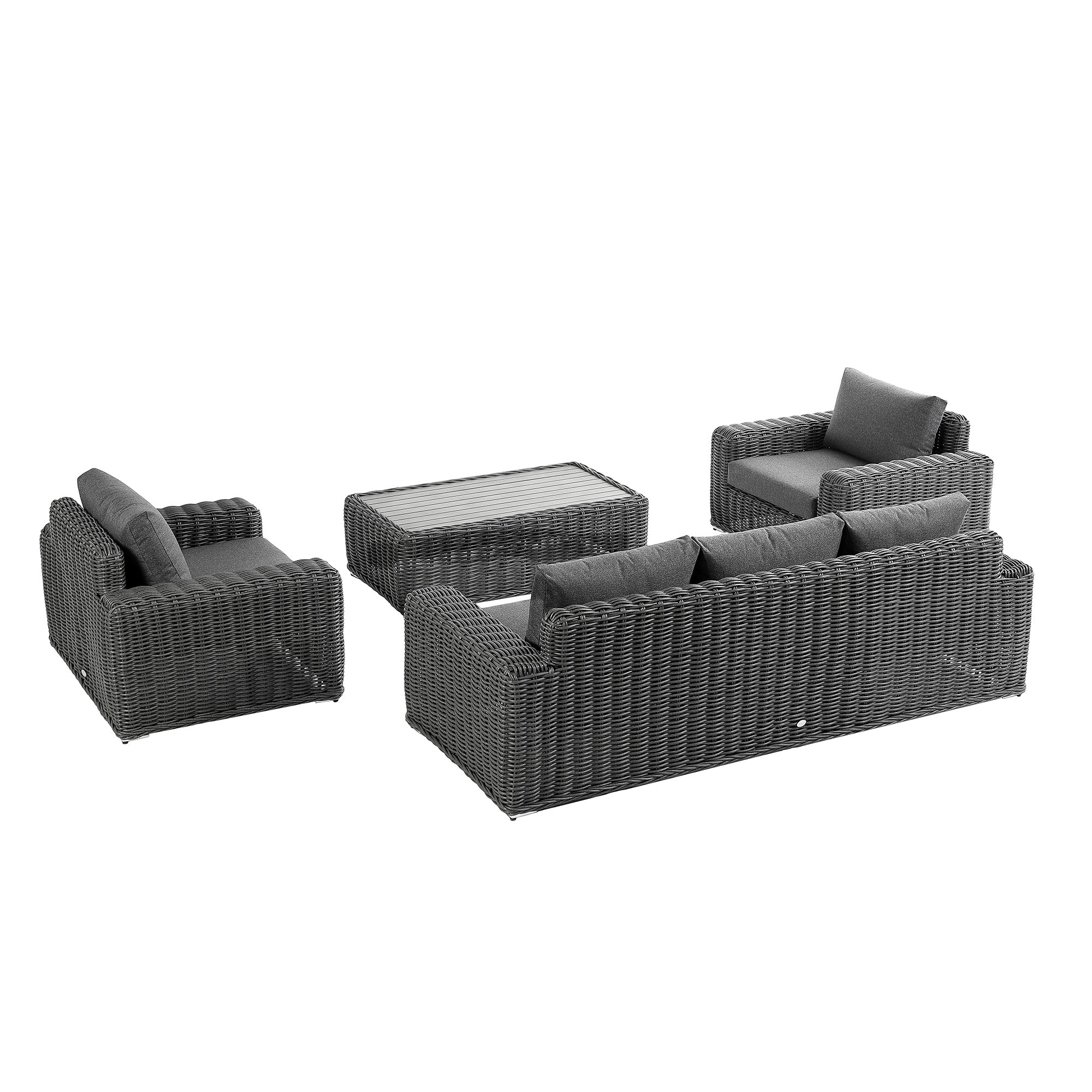 Bellagio Round Wicker Sofa Set with Coffee Table, Dark Grey - Image 15