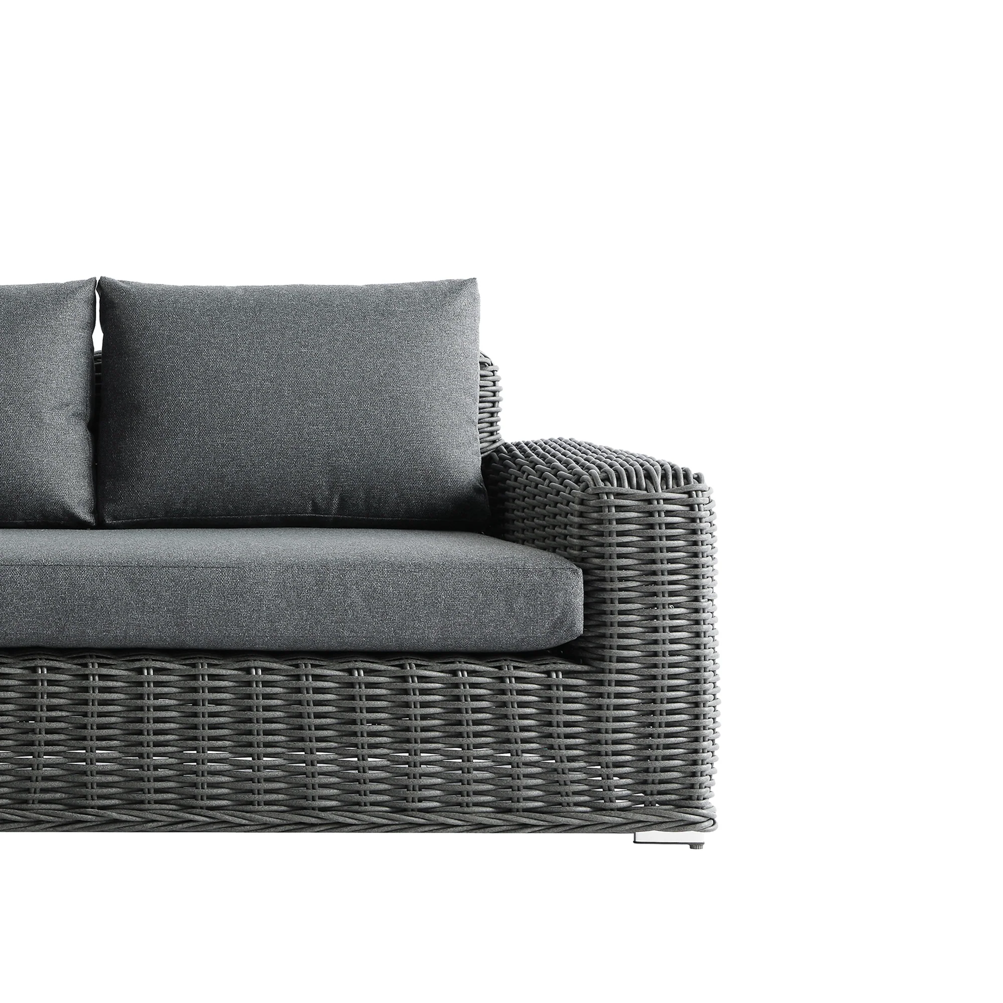 Bellagio Round Wicker Sofa Set with Coffee Table, Dark Grey - Image 16