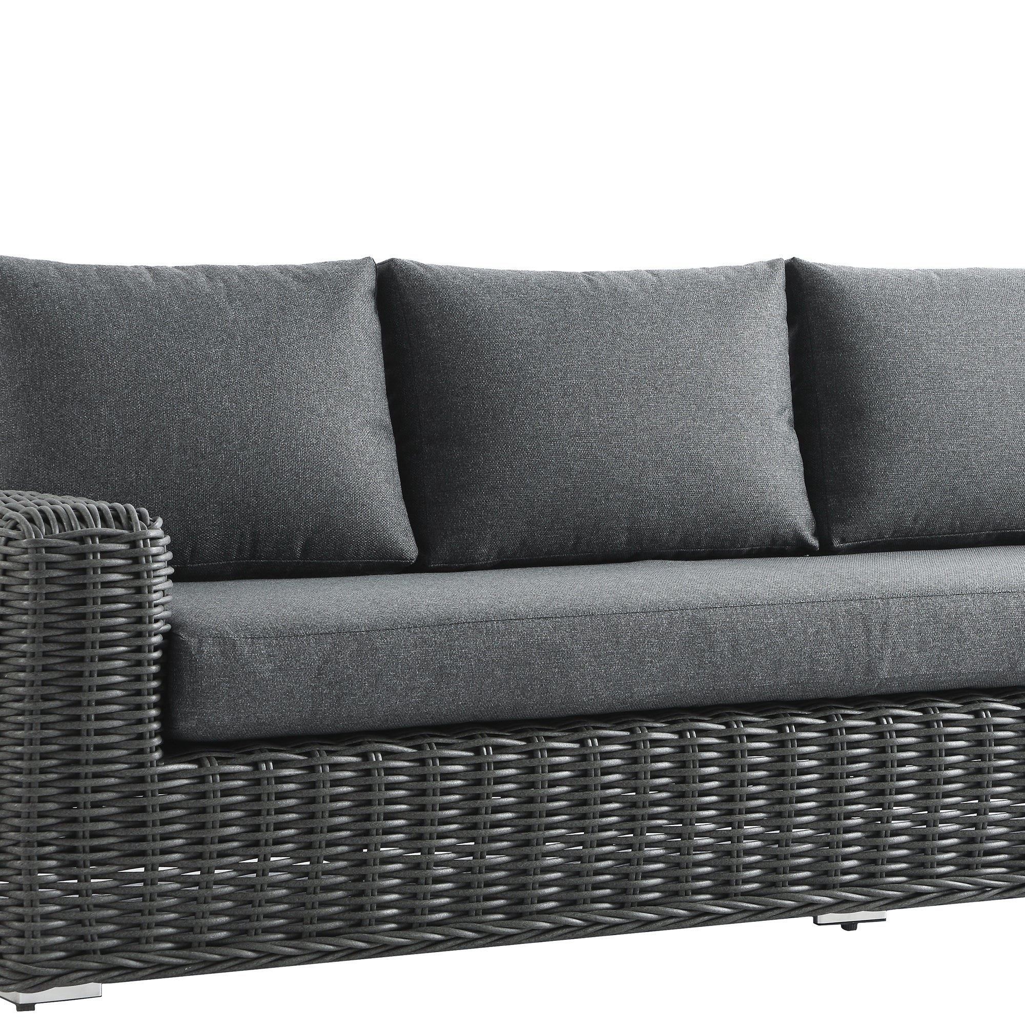 Bellagio Round Wicker Sofa Set with Coffee Table, Dark Grey - Image 17