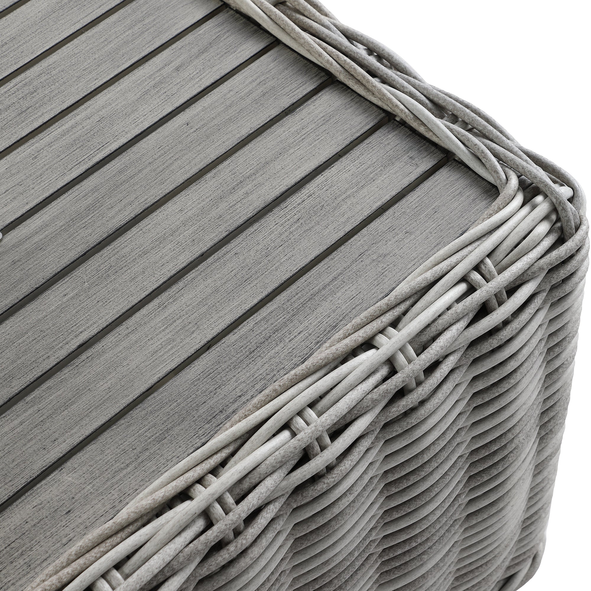 Bellagio Round Wicker Sofa Set with Coffee Table, Light Grey with Taupe Stripes - Image 17