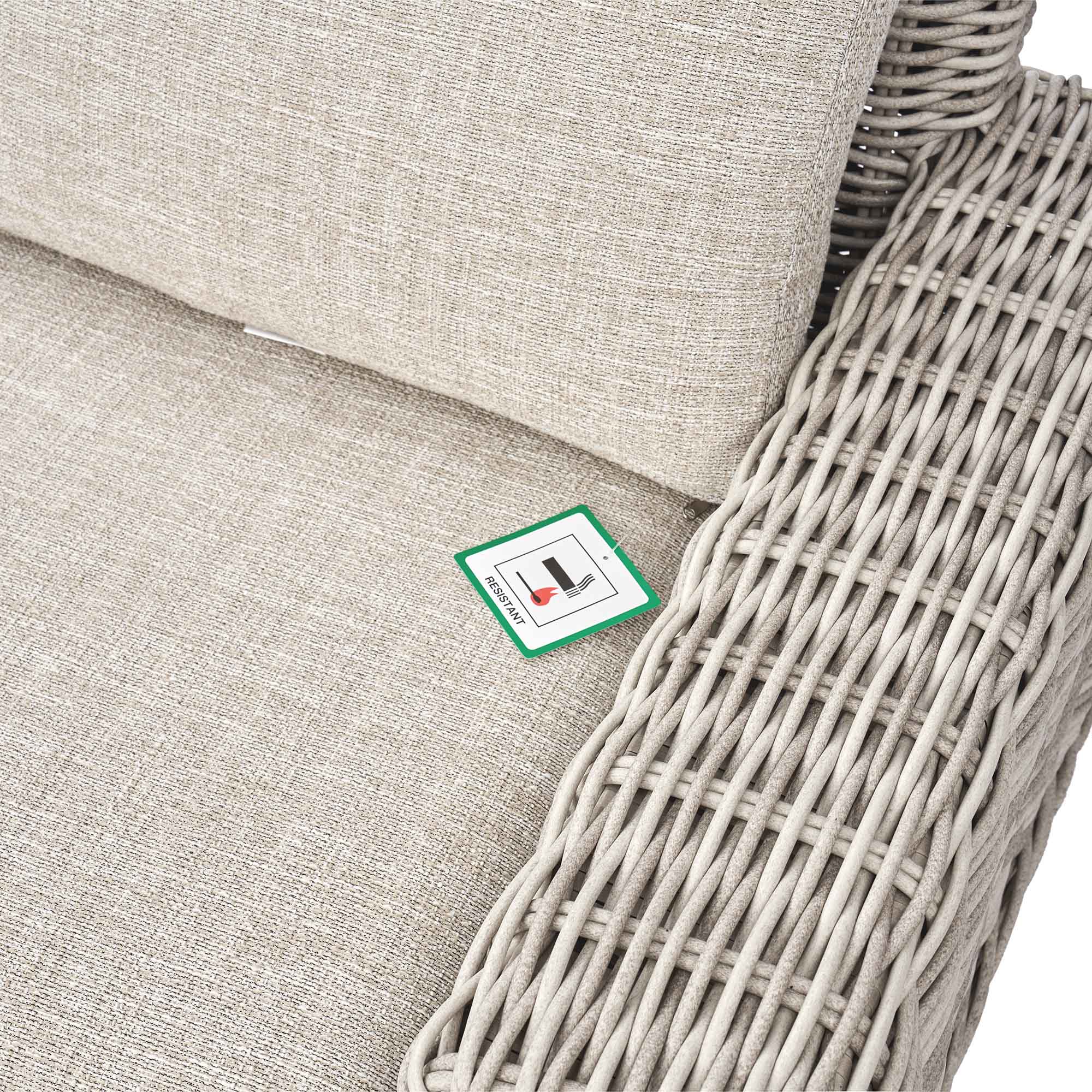 Bellagio Round Wicker Sofa Set with Firepit Coffee Table, Light Grey - Image 6