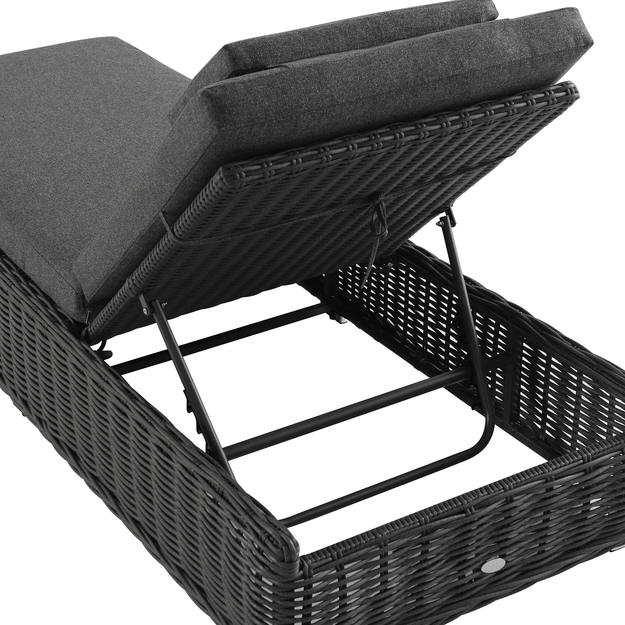 Bellagio Round Wicker Sun Lounger with Headrest, Dark Grey - Image 10