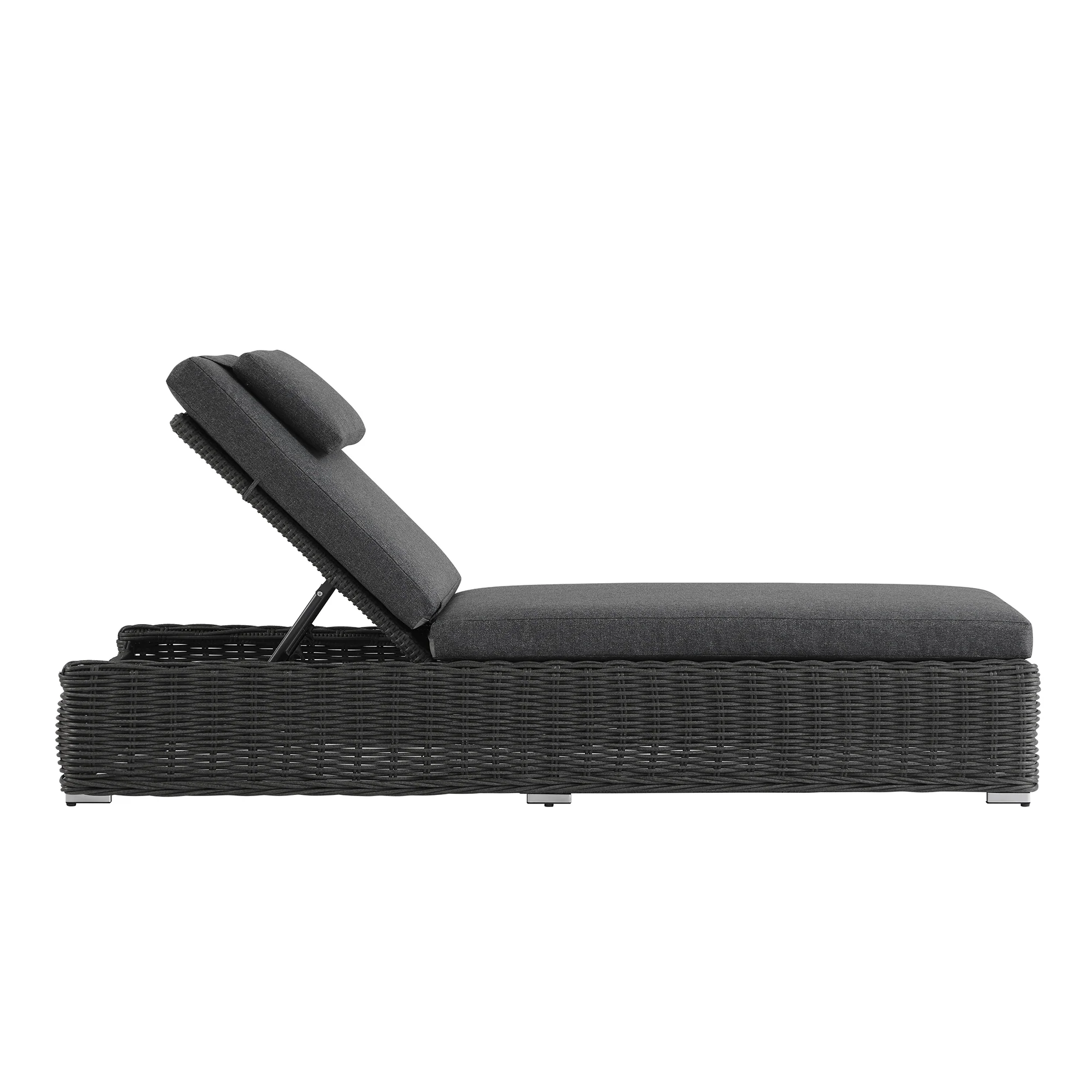 Bellagio Round Wicker Sun Lounger with Headrest, Dark Grey - Image 5