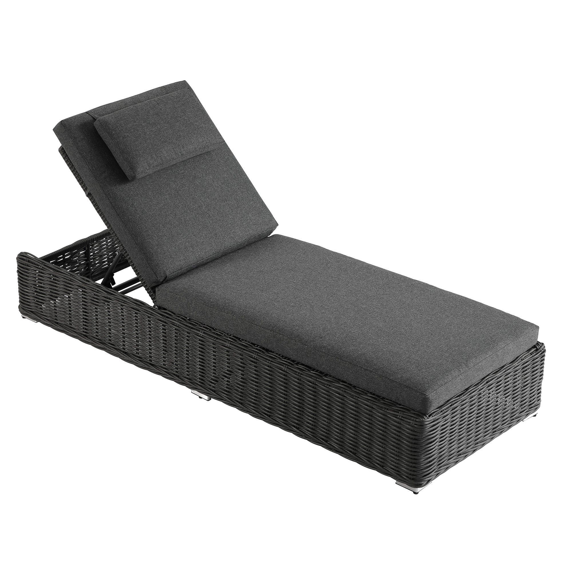 Bellagio Round Wicker Sun Lounger with Headrest, Dark Grey - Image 6