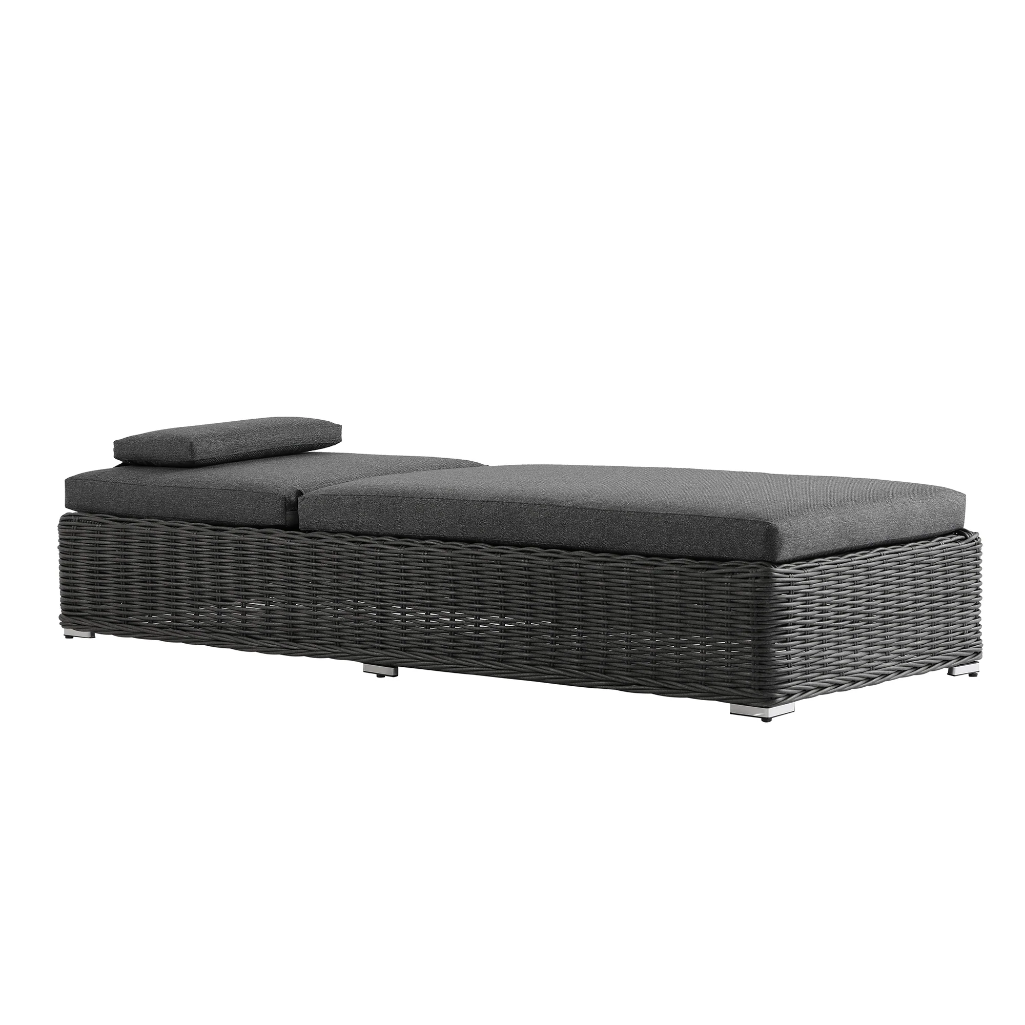 Bellagio Round Wicker Sun Lounger with Headrest, Dark Grey - Image 7