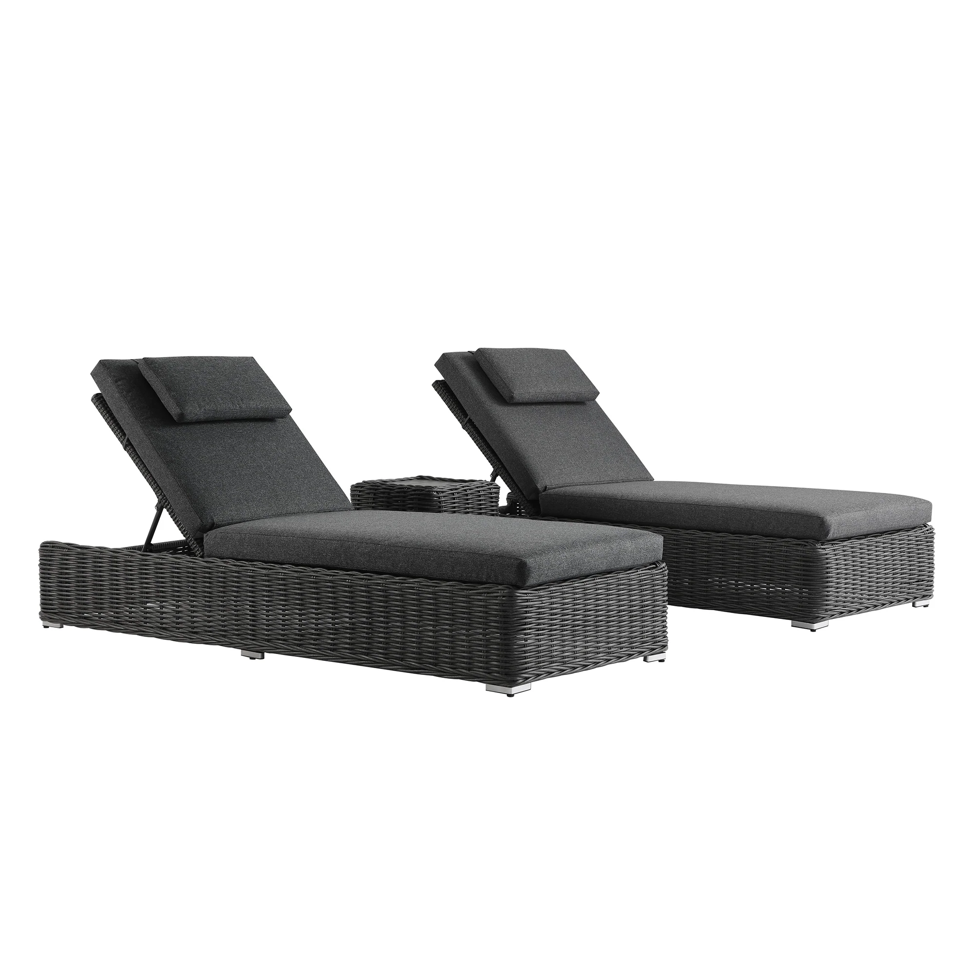 Bellagio Round Wicker Sun Lounger with Headrest, Dark Grey - Image 8