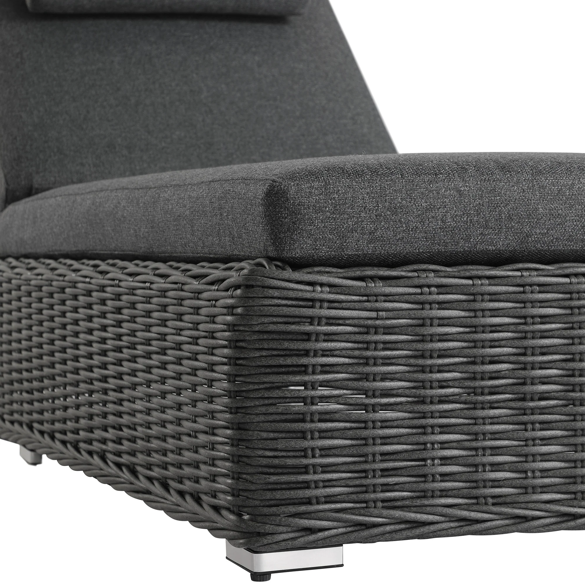 Bellagio Round Wicker Sun Lounger with Headrest, Dark Grey - Image 9