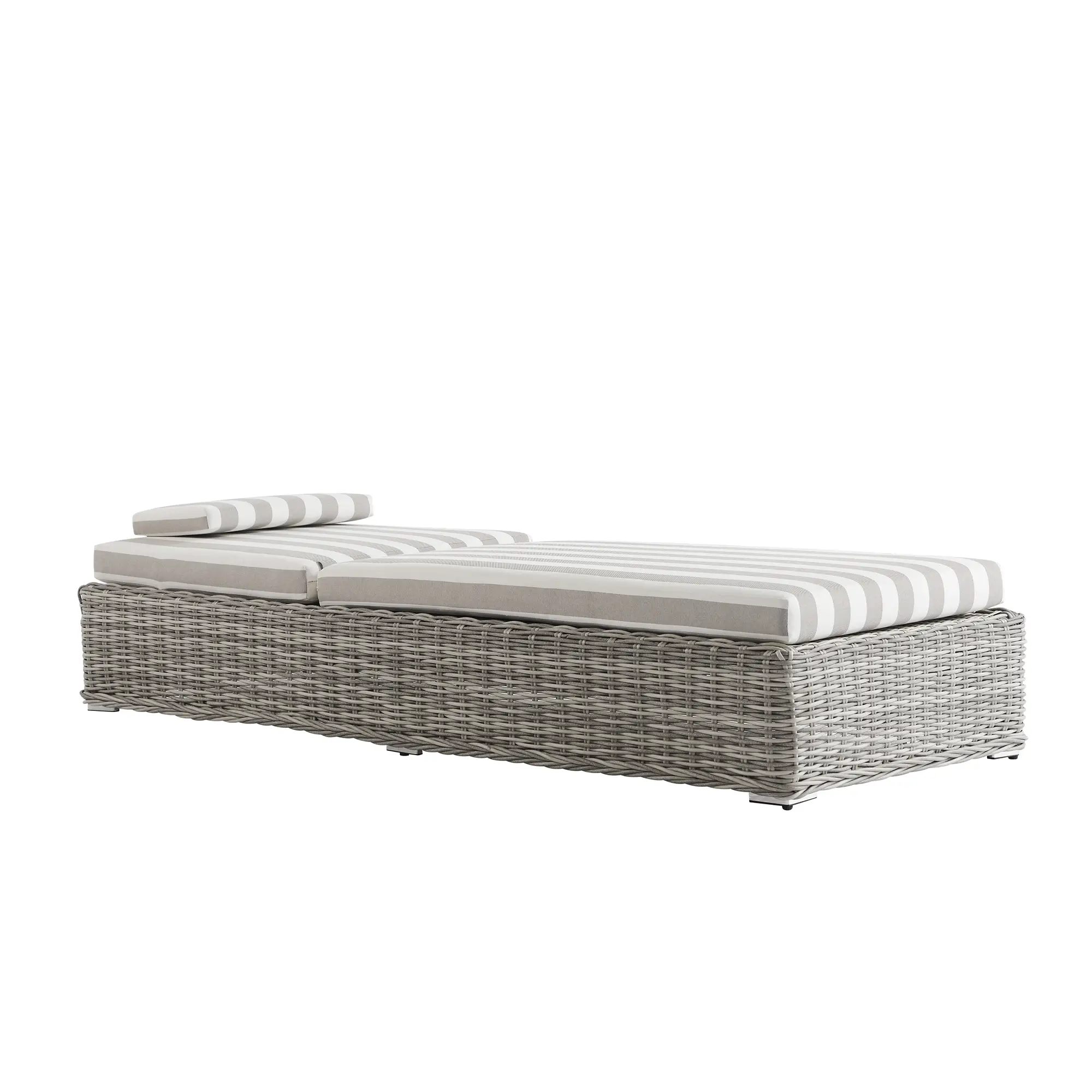 Bellagio Round Wicker Sun Lounger with Headrest, Light Grey with Taupe Stripes - Image 10