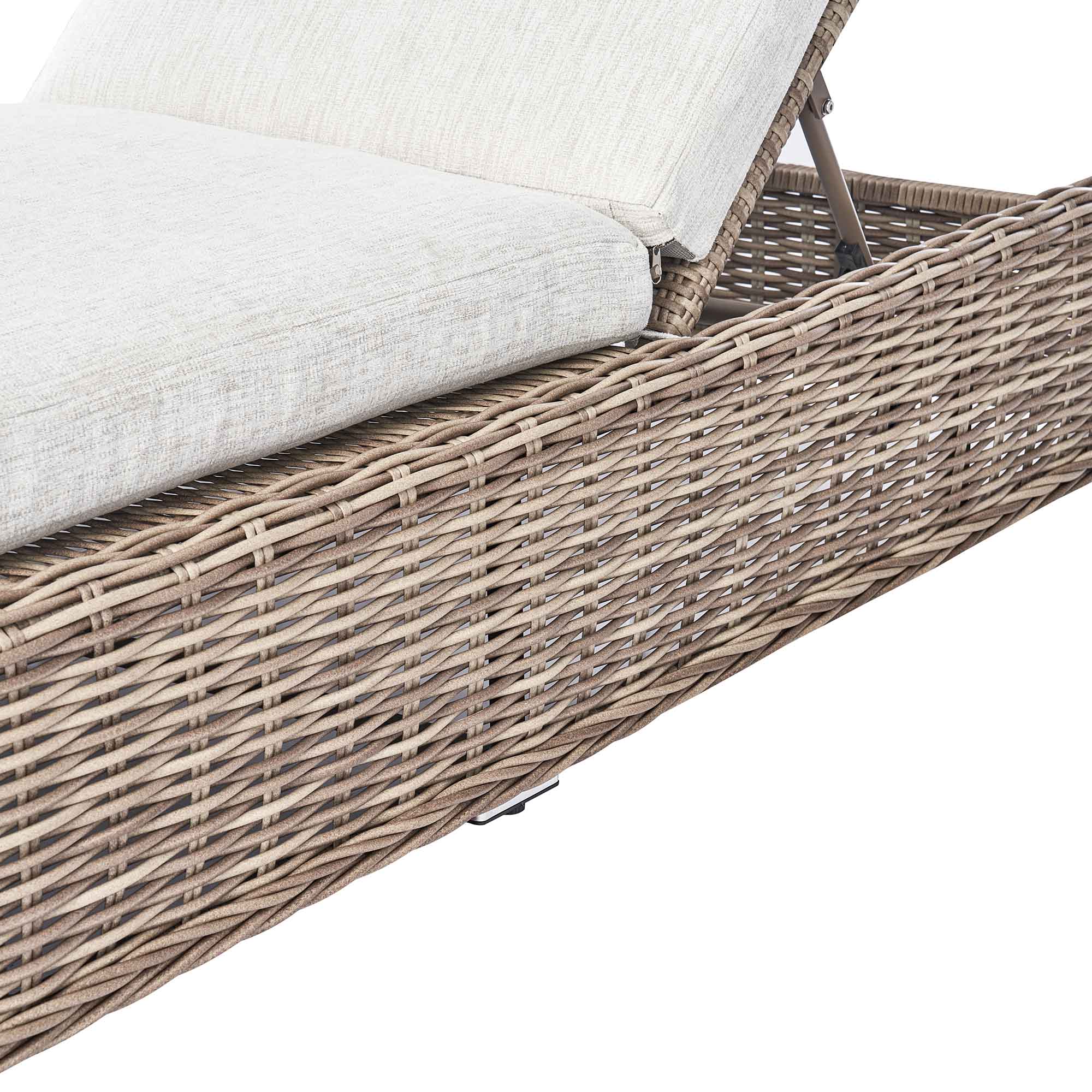 Bellagio Round Wicker Sun Lounger with Headrest, Natural - Image 12
