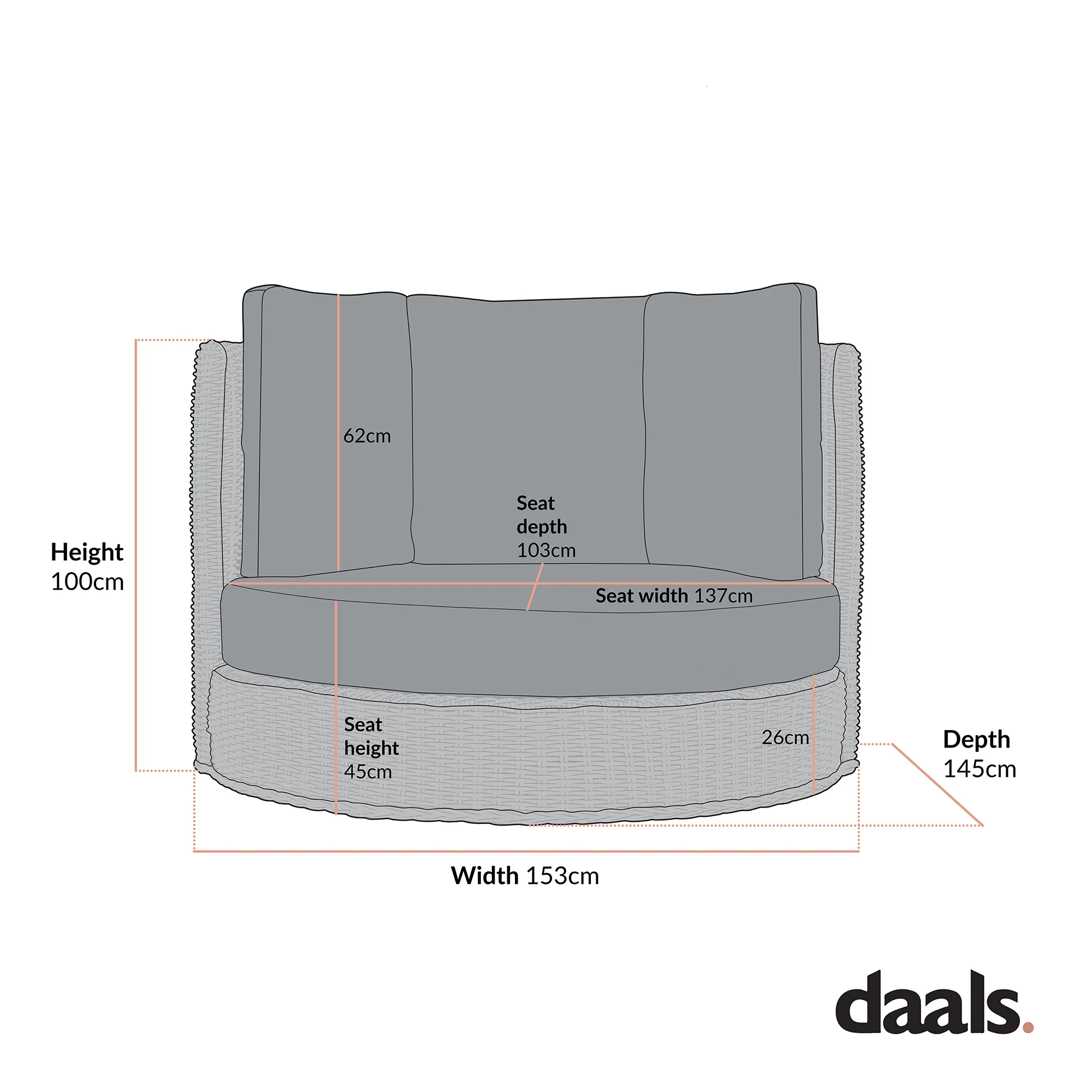 Bellagio Round Wicker Swivel Daybed, Light Grey - Image 3