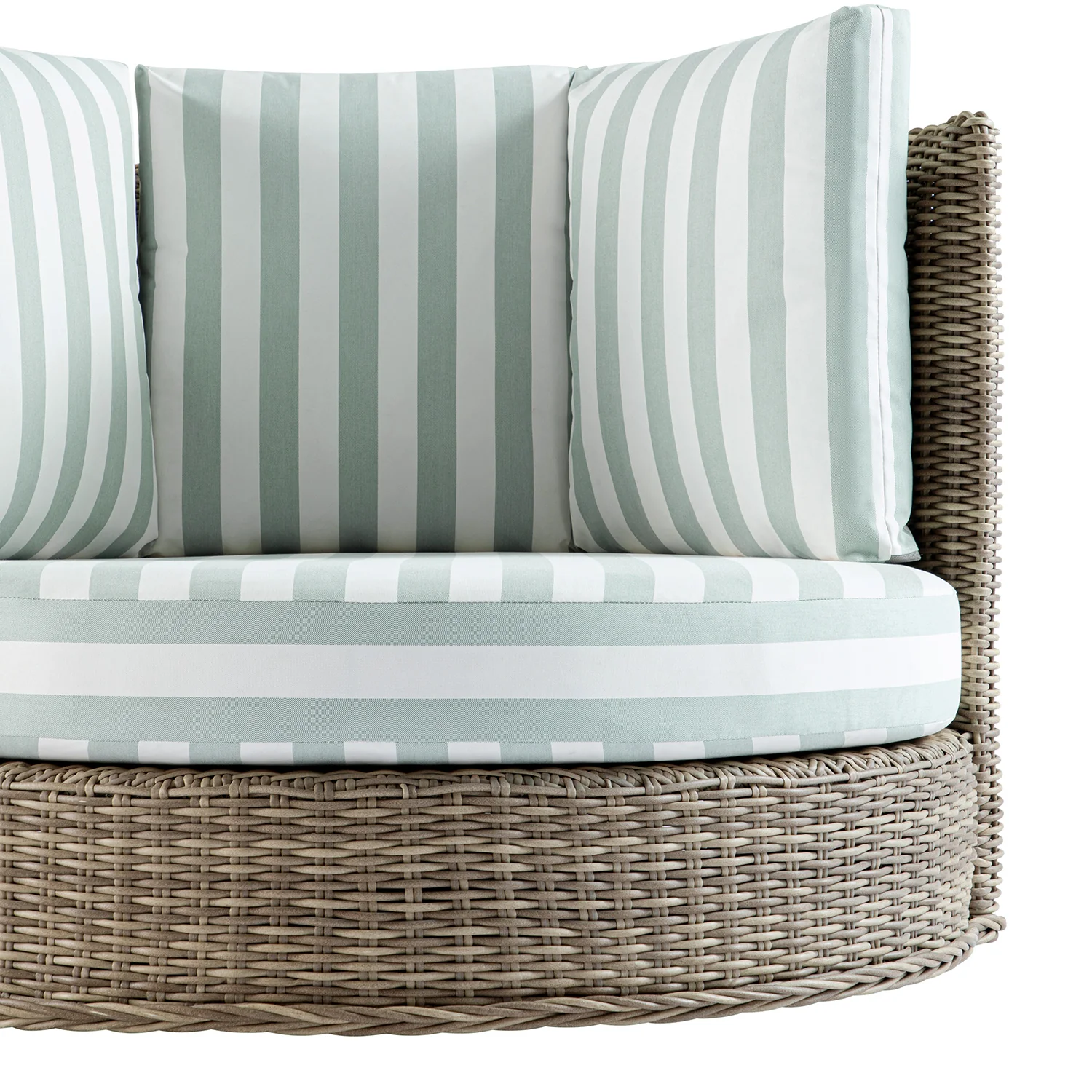 Bellagio Round Wicker Swivel Daybed, Natural with Sage Stripes - Image 17
