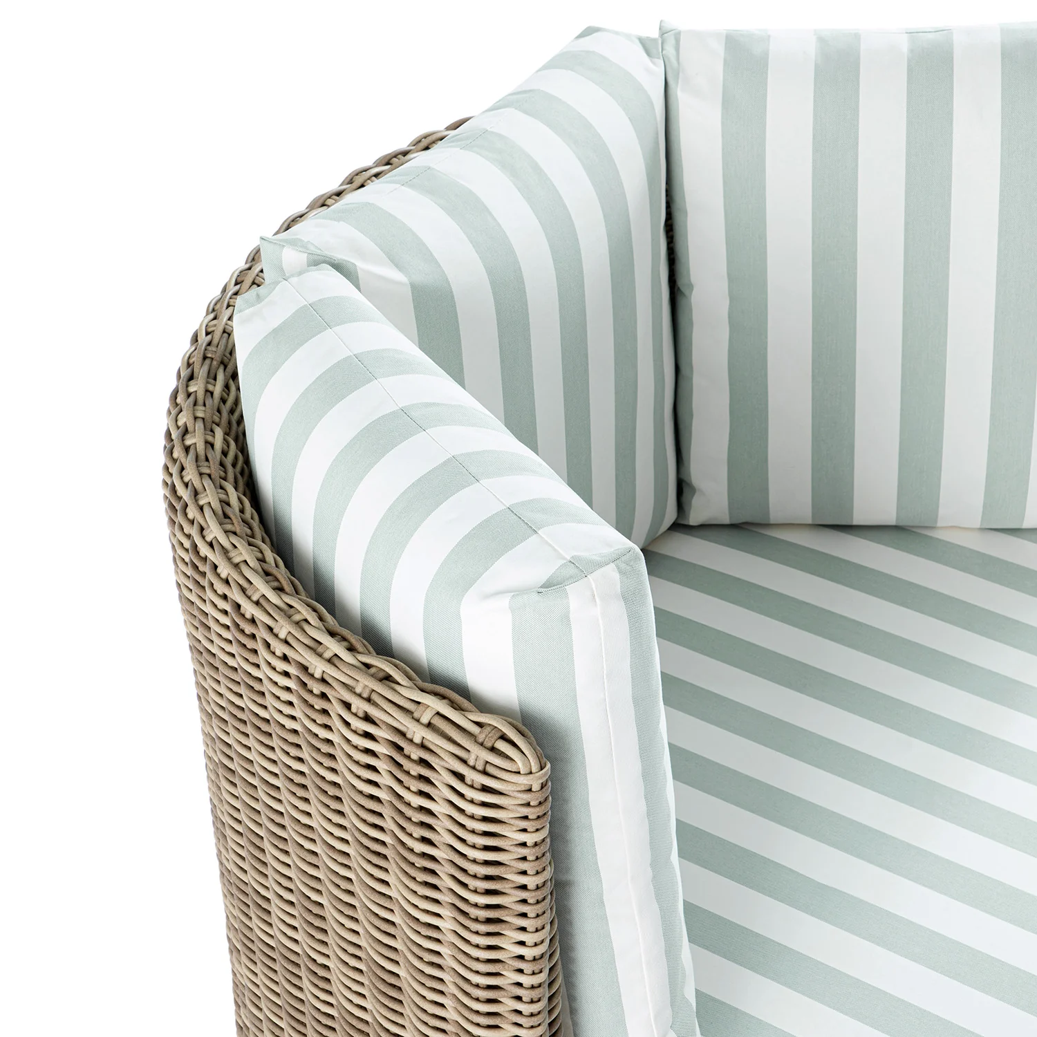Bellagio Round Wicker Swivel Daybed, Natural with Sage Stripes - Image 19