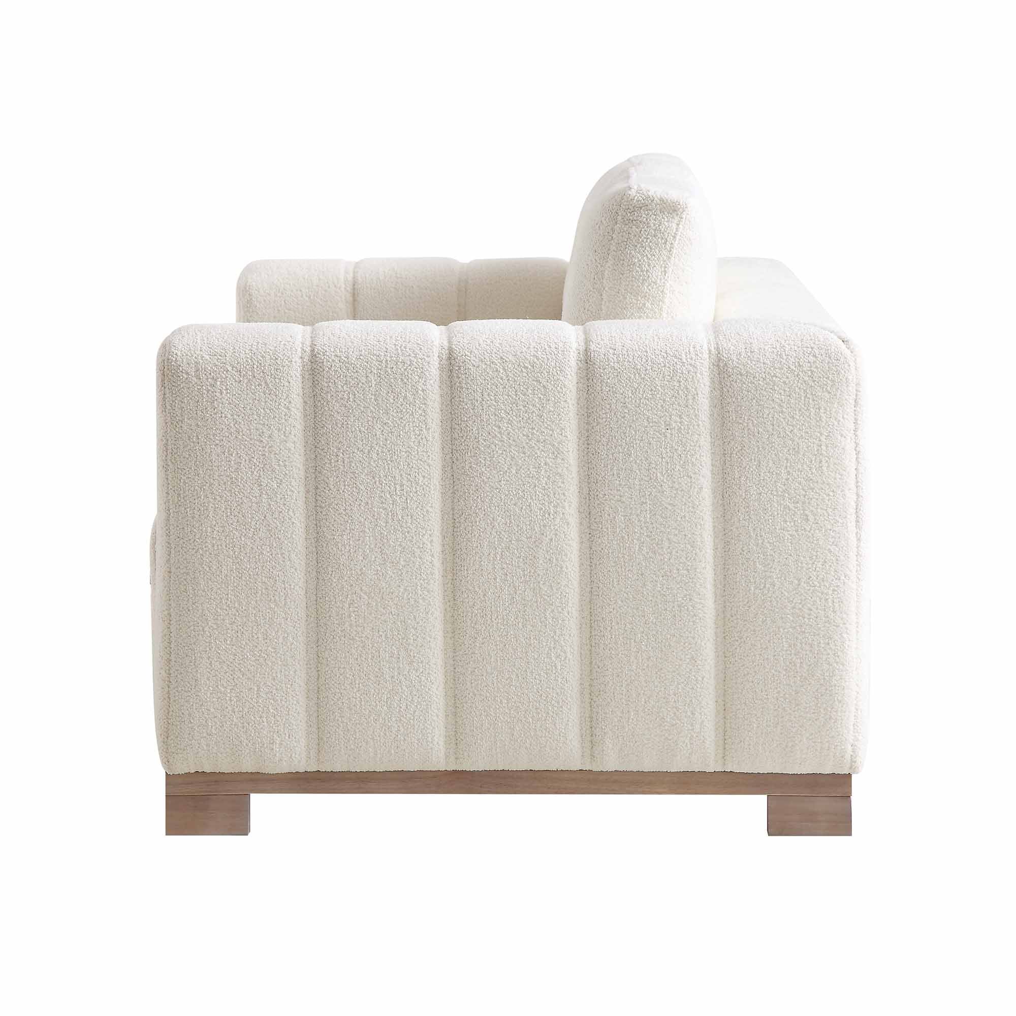 Belsize Beige Boucle Sofa with Wooden Base, 2-Seater - Image 8