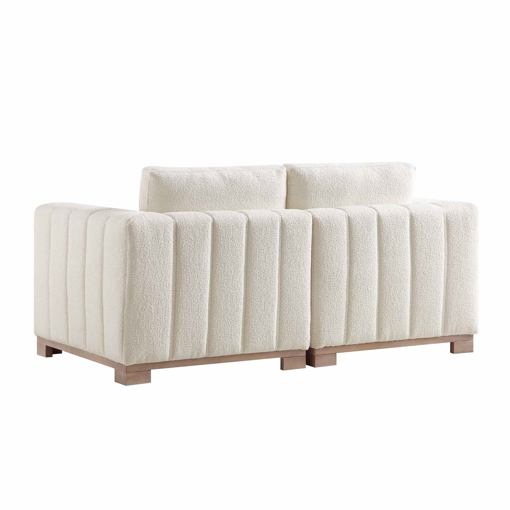 Belsize Beige Boucle Sofa with Wooden Base, 2-Seater - Image 9