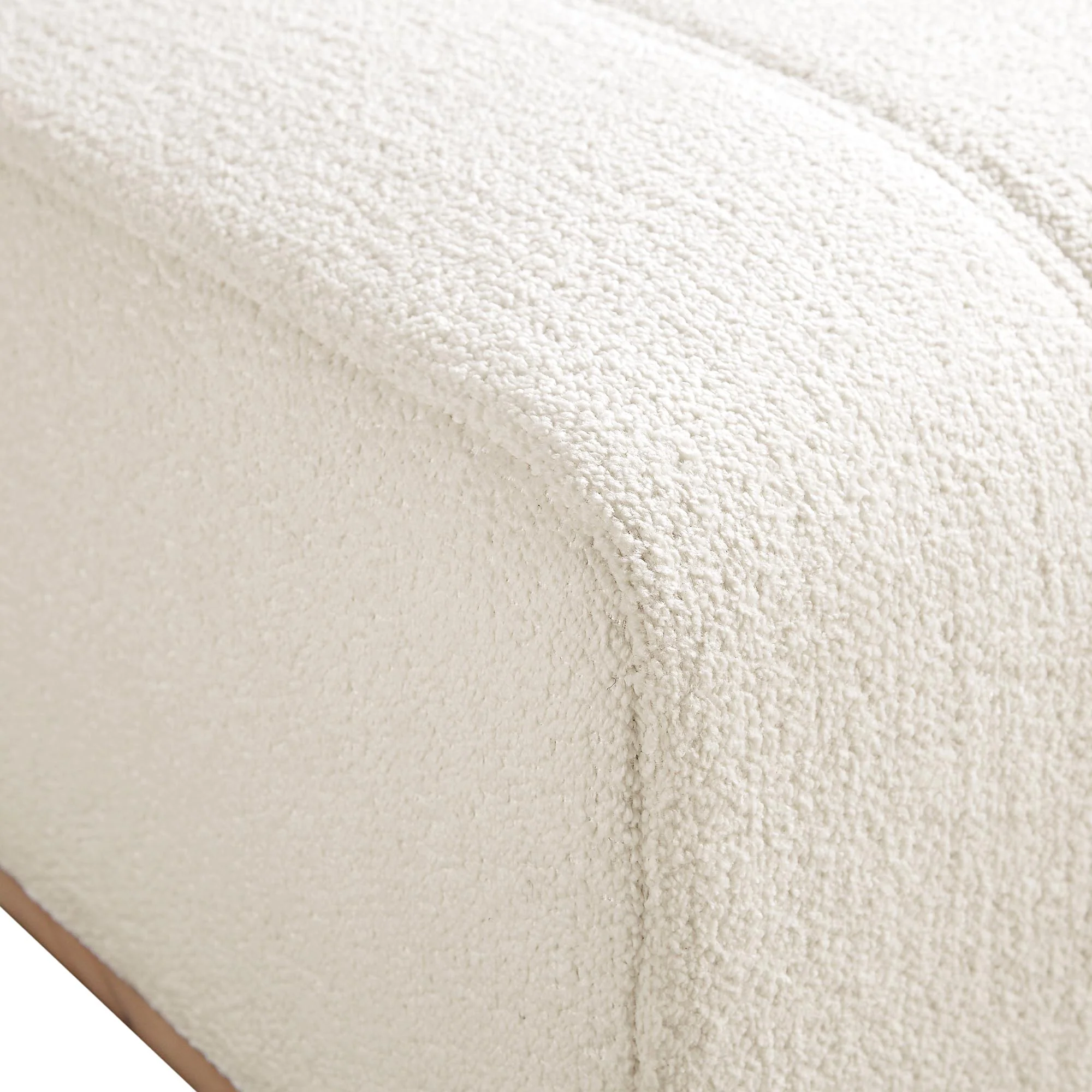 Belsize Beige Boucle Footstool with Wooden Base - Image 10