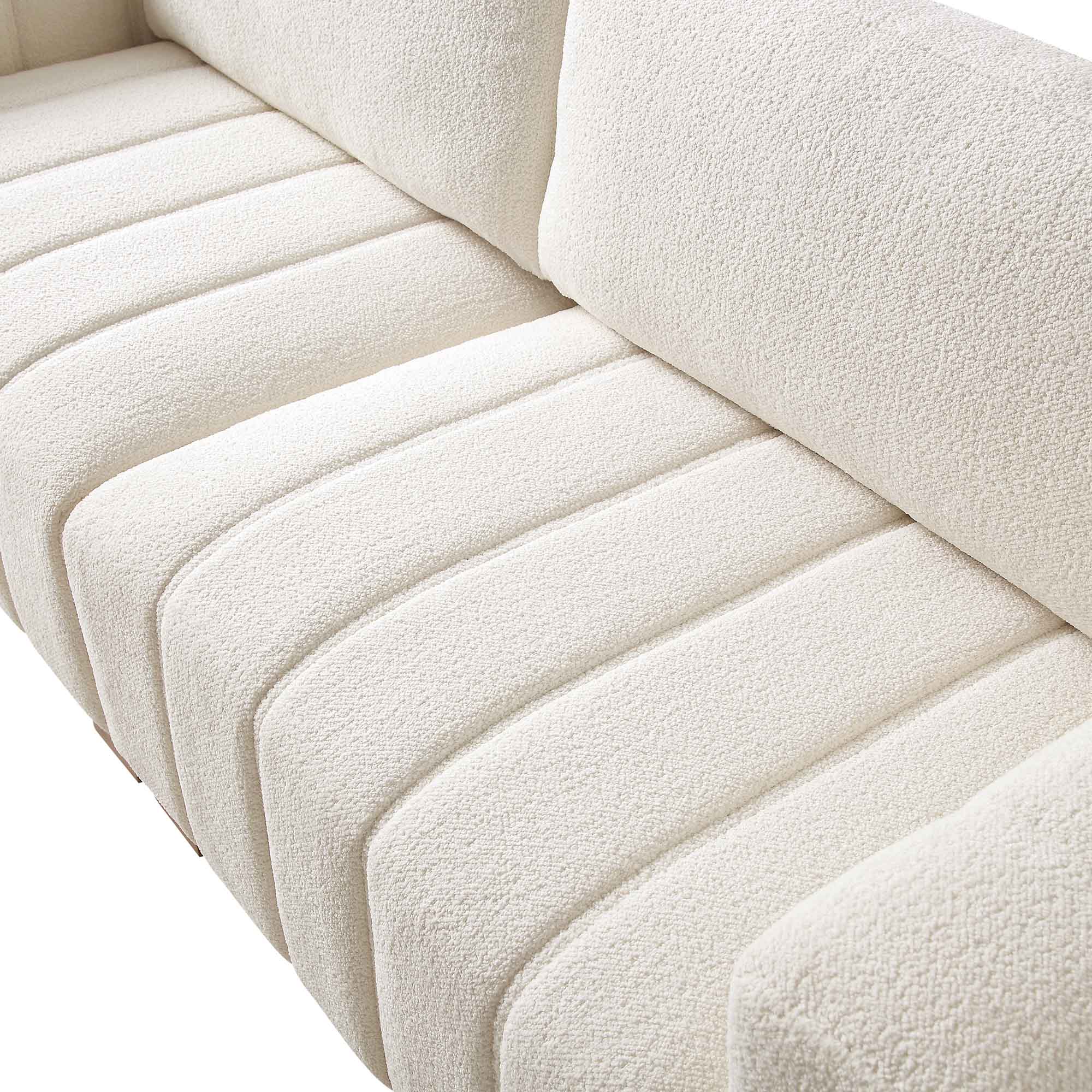 Belsize Beige Boucle Sofa with Wooden Base, 3-Seater - Image 11
