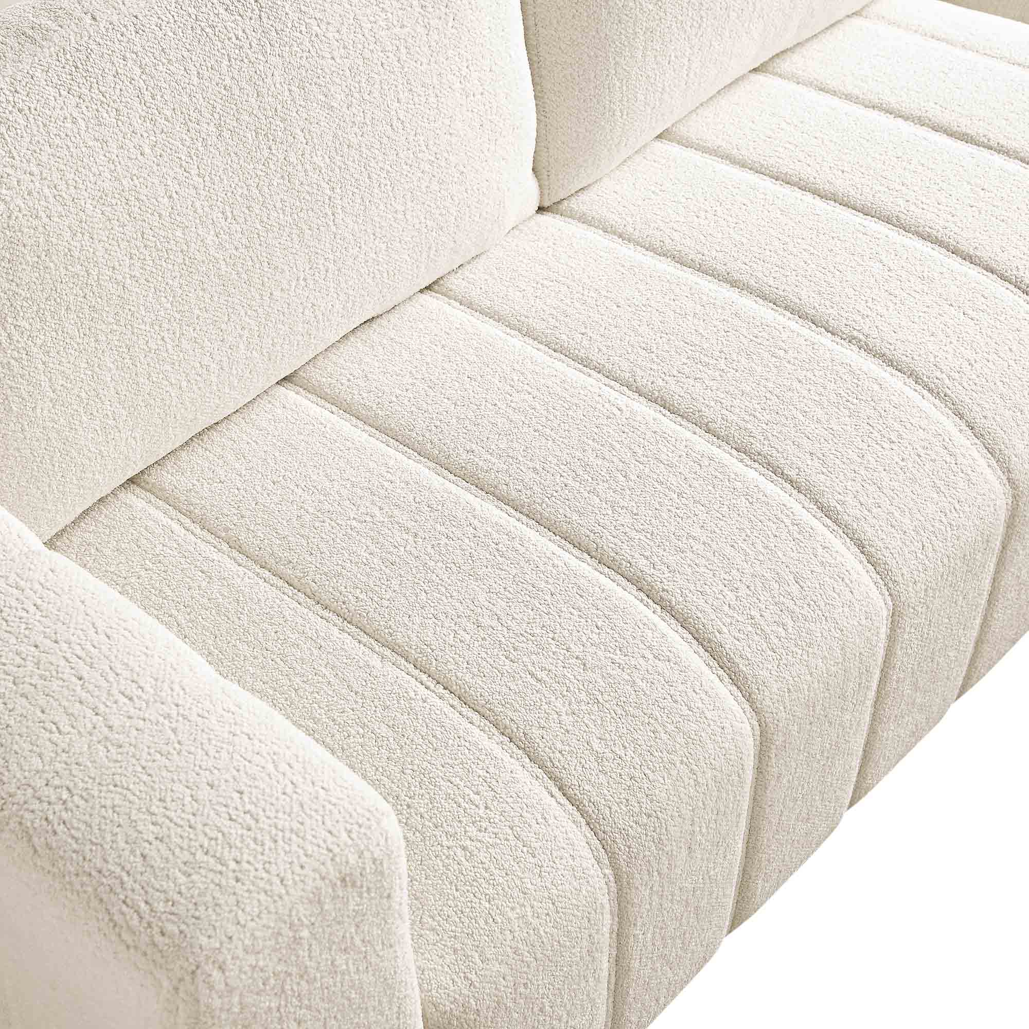 Belsize Beige Boucle Sofa with Wooden Base, Large Chaise Left Hand Facing - Image 11