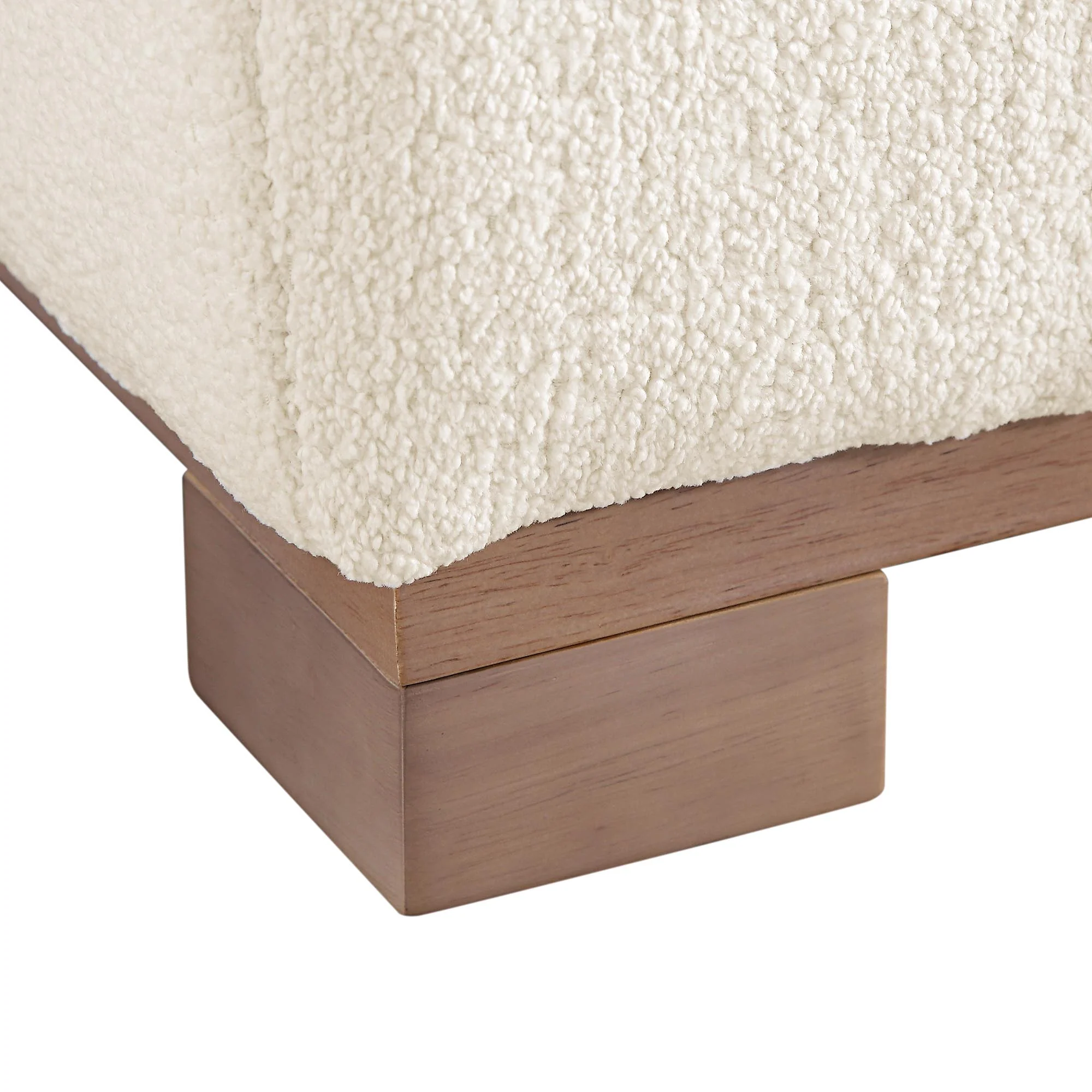 Belsize Beige Boucle Sofa with Wooden Base, Large Chaise Left Hand Facing - Image 12