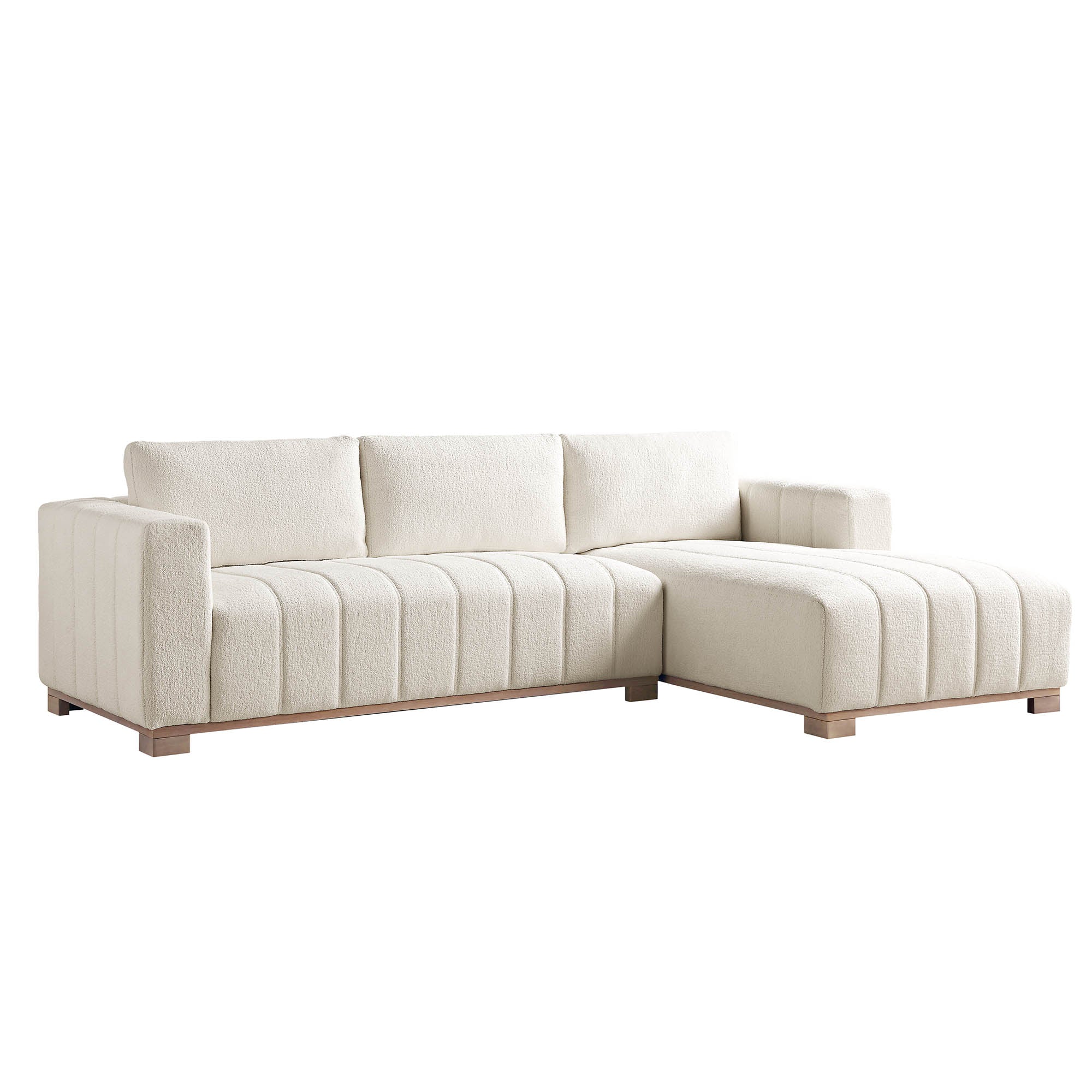 Belsize Beige Boucle Sofa with Wooden Base, Large Chaise Right Hand Facing - Image 5