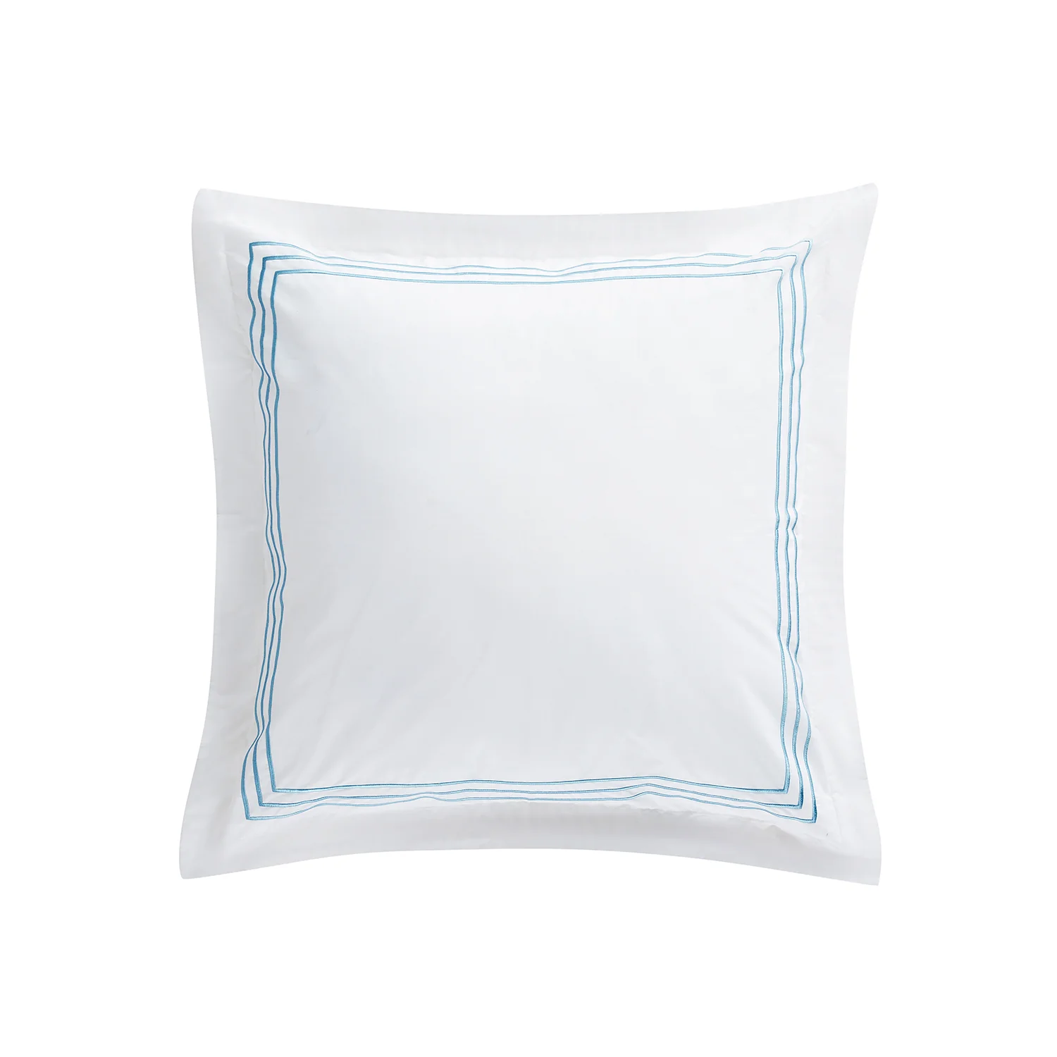Belvedere Royal Blue Cord Embroidered 300 Thread Count Cotton Percale Continental Square Pillowcases - Pair - Image 3