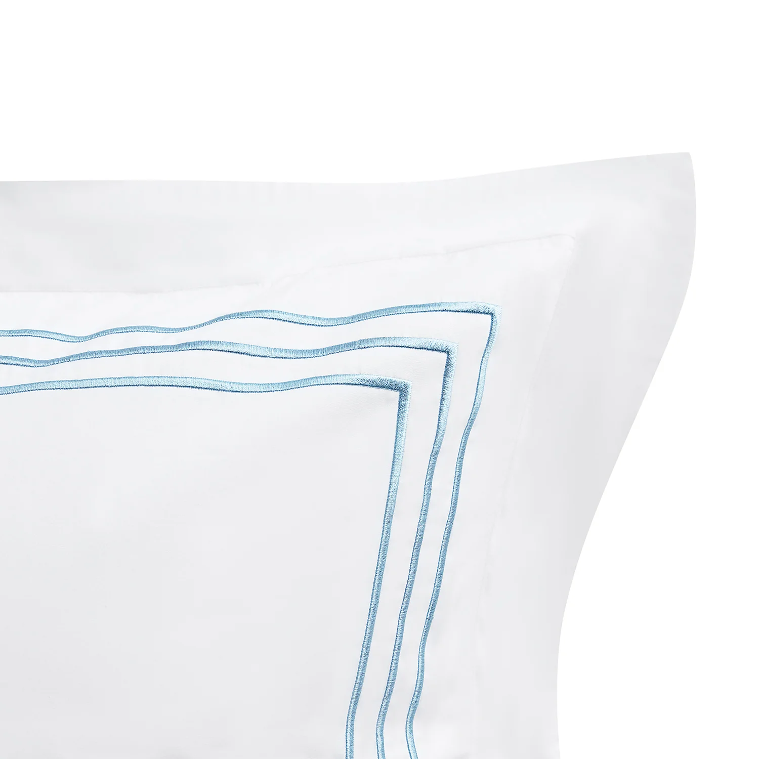 Belvedere Royal Blue Cord Embroidered 300 Thread Count Cotton Percale Continental Square Pillowcases - Pair - Image 5