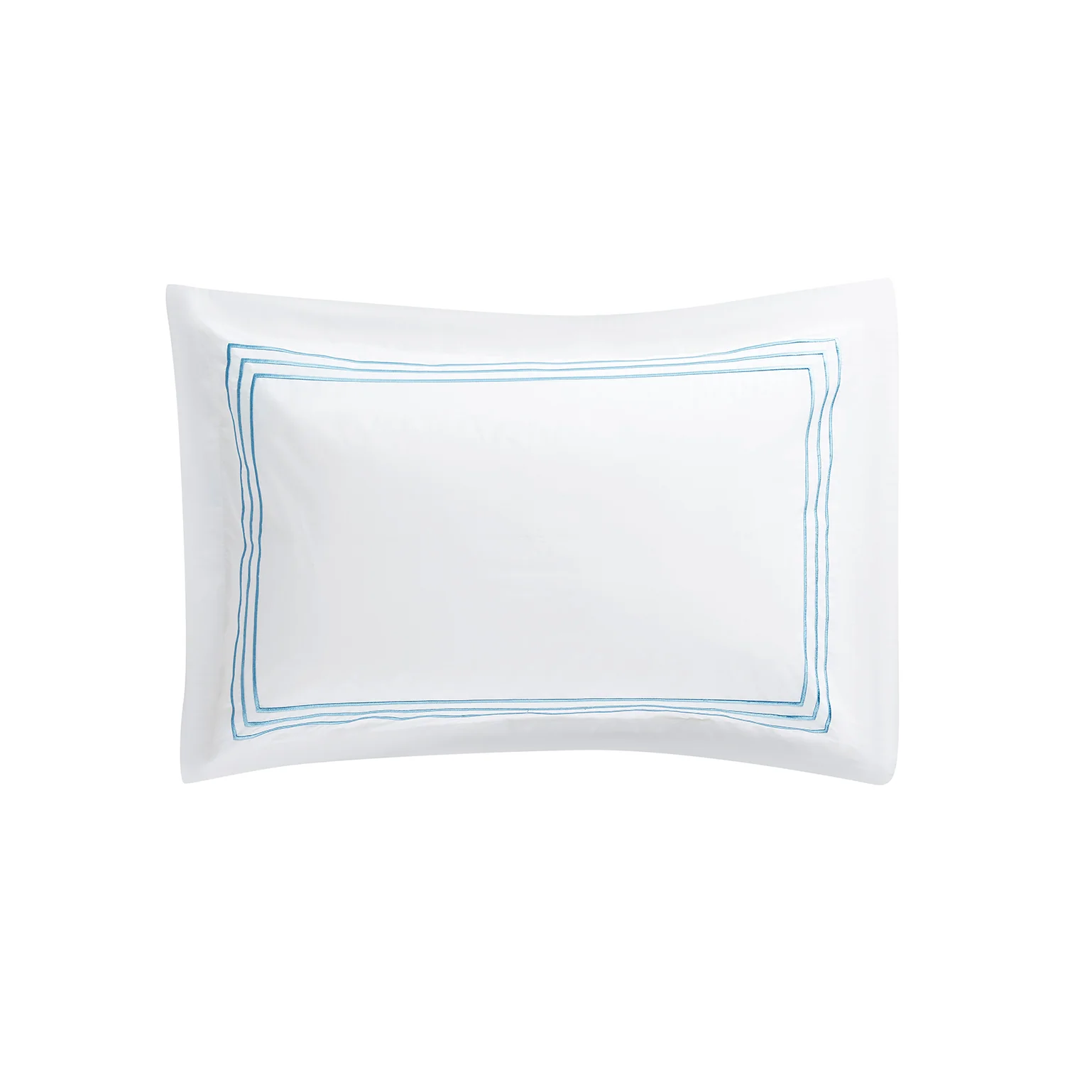 Belvedere Royal Blue Cord Embroidered 300 Thread Count Cotton Percale Oxford Pillowcases - Pair - Image 7