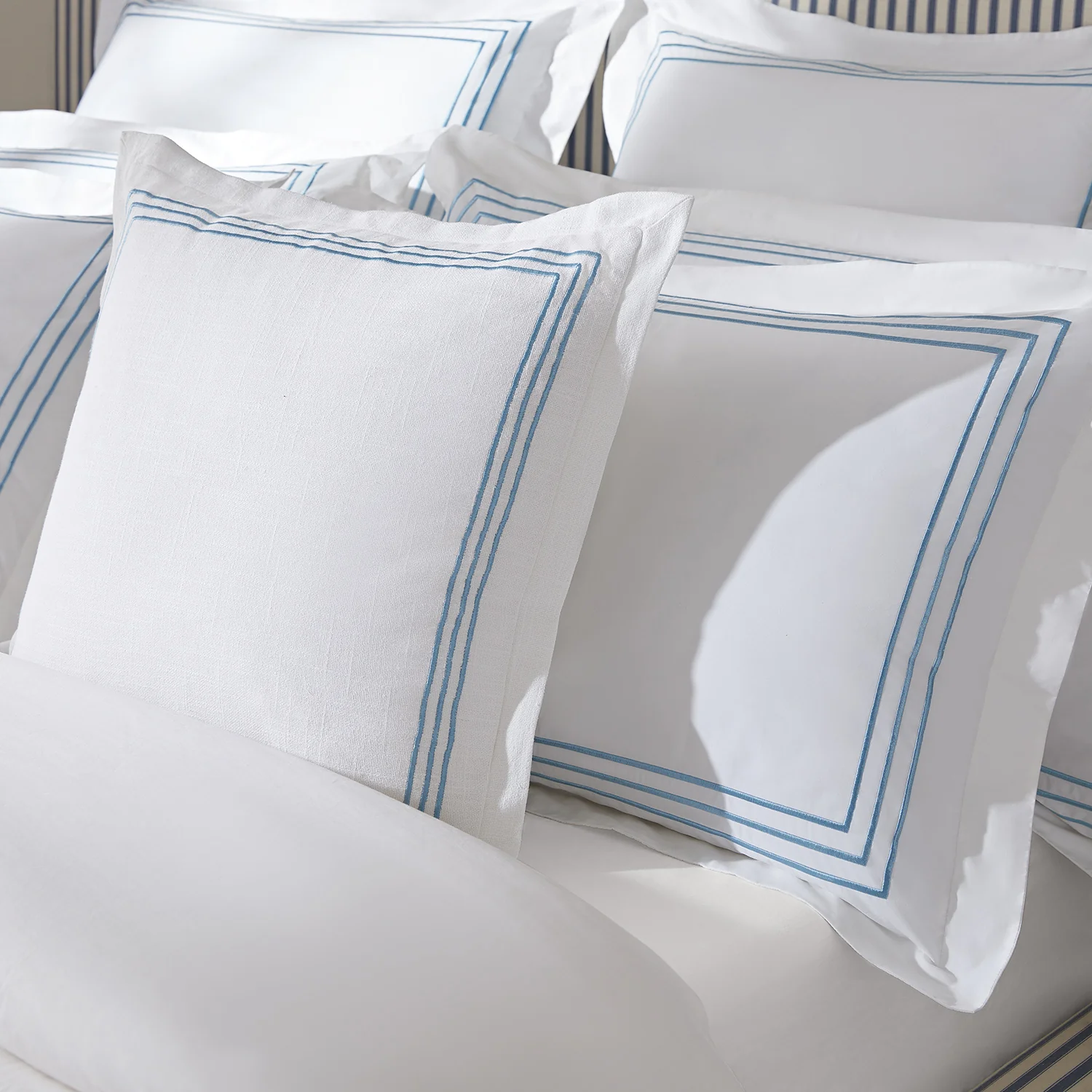 Belvedere Royal Blue Cord Embroidered Cotton Cushion - Image 2