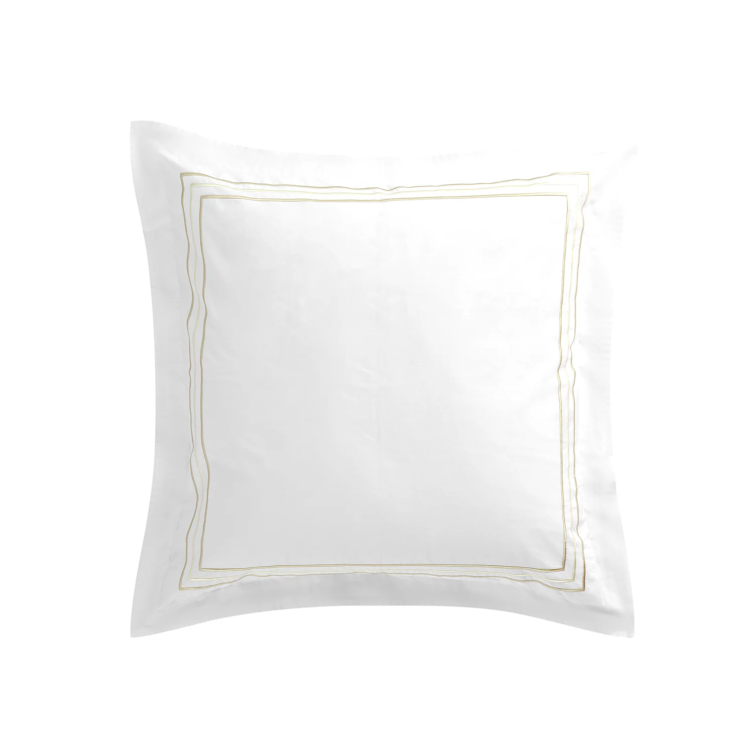 Belvedere Champagne Gold Cord Embroidered 300 Thread Count Cotton Percale Continental Square Pillowcases - Pair - Image 3