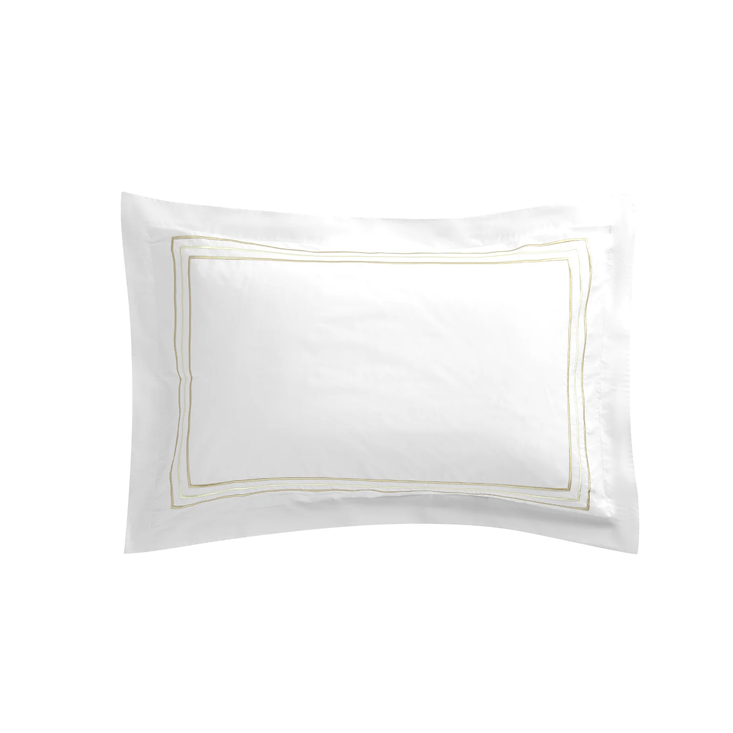 Belvedere Champagne Gold Cord Embroidered 300 Thread Count Cotton Percale Oxford Pillowcases - Pair - Image 3