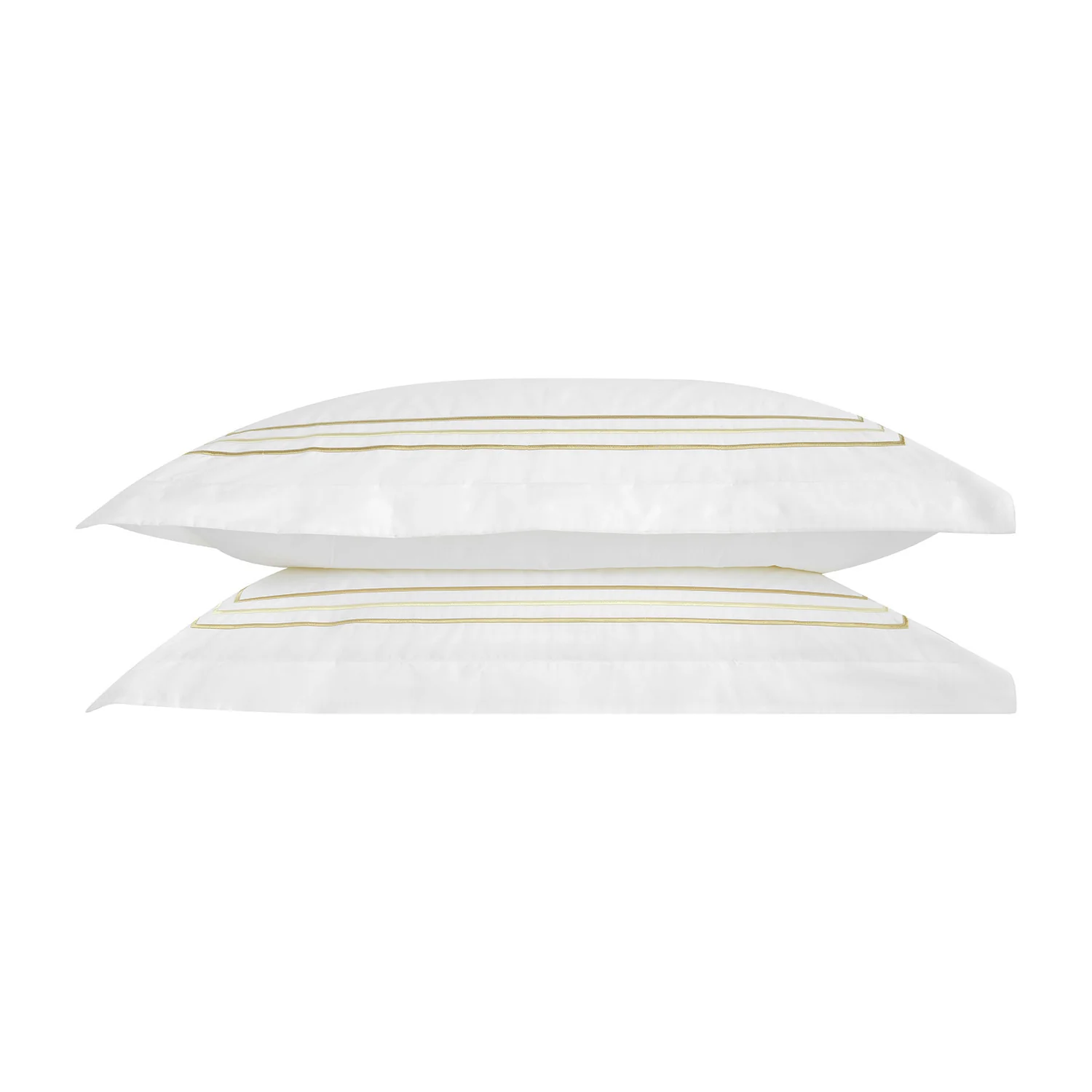 Belvedere Champagne Gold Cord Embroidered 300 Thread Count Cotton Percale Oxford Pillowcases - Pair - Image 5