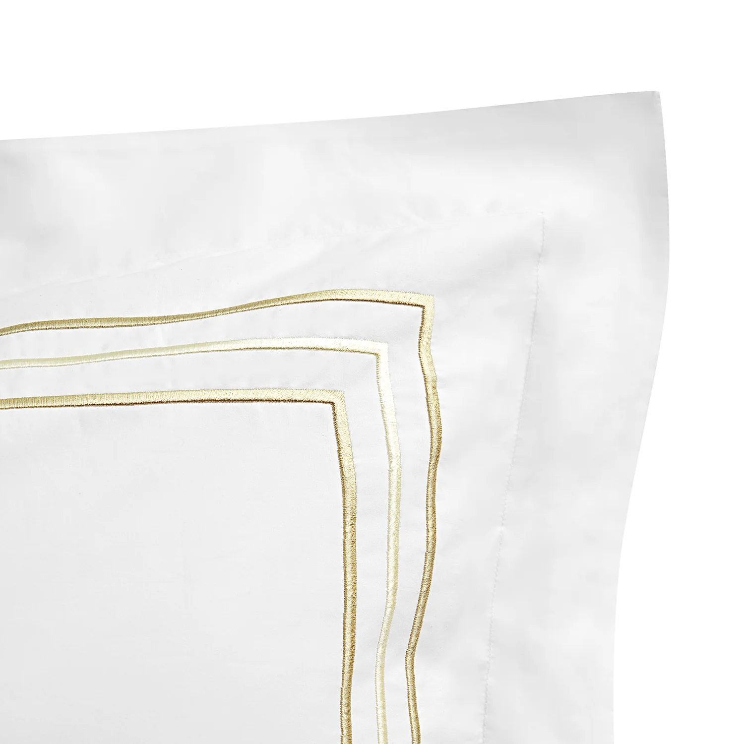 Belvedere Champagne Gold Cord Embroidered 300 Thread Count Cotton Percale Oxford Pillowcases - Pair - Image 7
