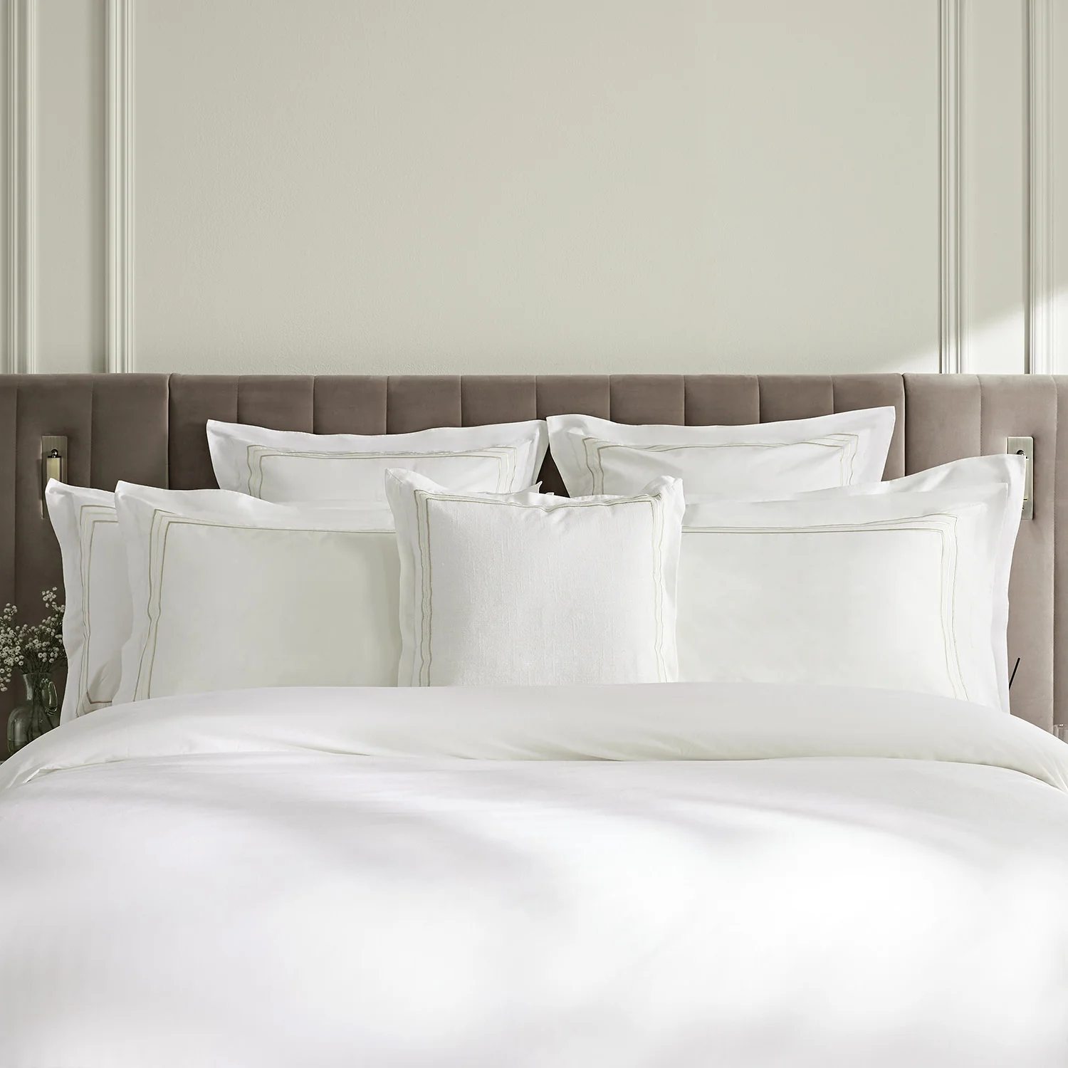 Belvedere Champagne Gold Cord Embroidered Cotton Cushion - Image 3