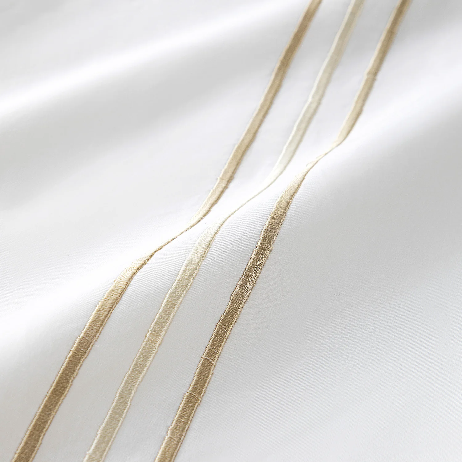 Belvedere Champagne Gold Cord Embroidered 300 Thread Count Cotton Percale Duvet Set - Image 10