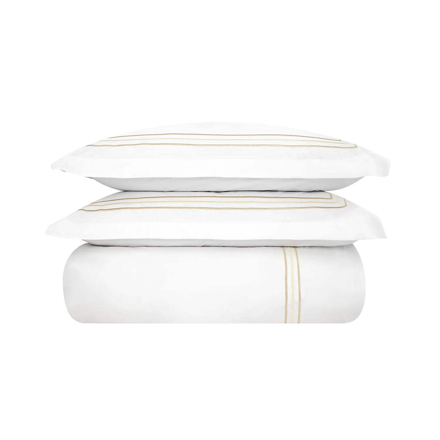 Belvedere Champagne Gold Cord Embroidered 300 Thread Count Cotton Percale Duvet Set - Image 8