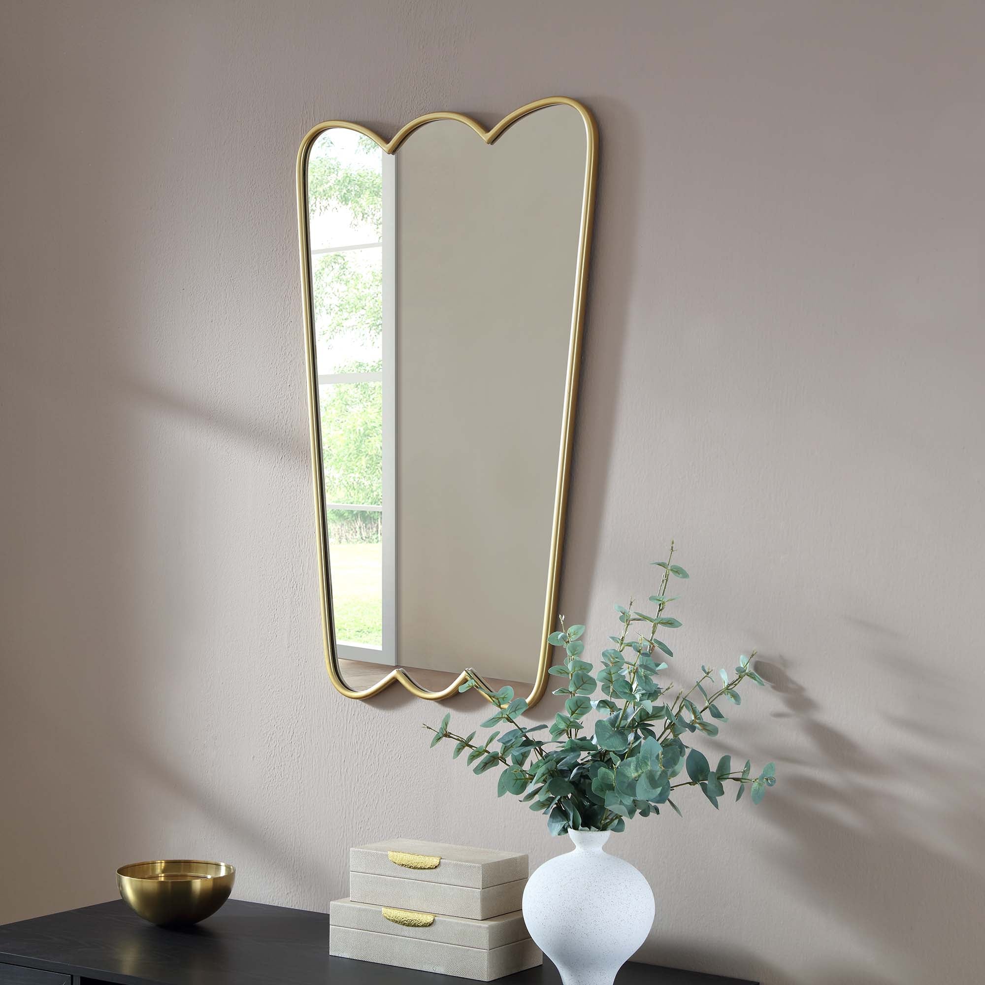 Berkeley Scalloped Edge Wall Mirror, Gold Effect - Image 2