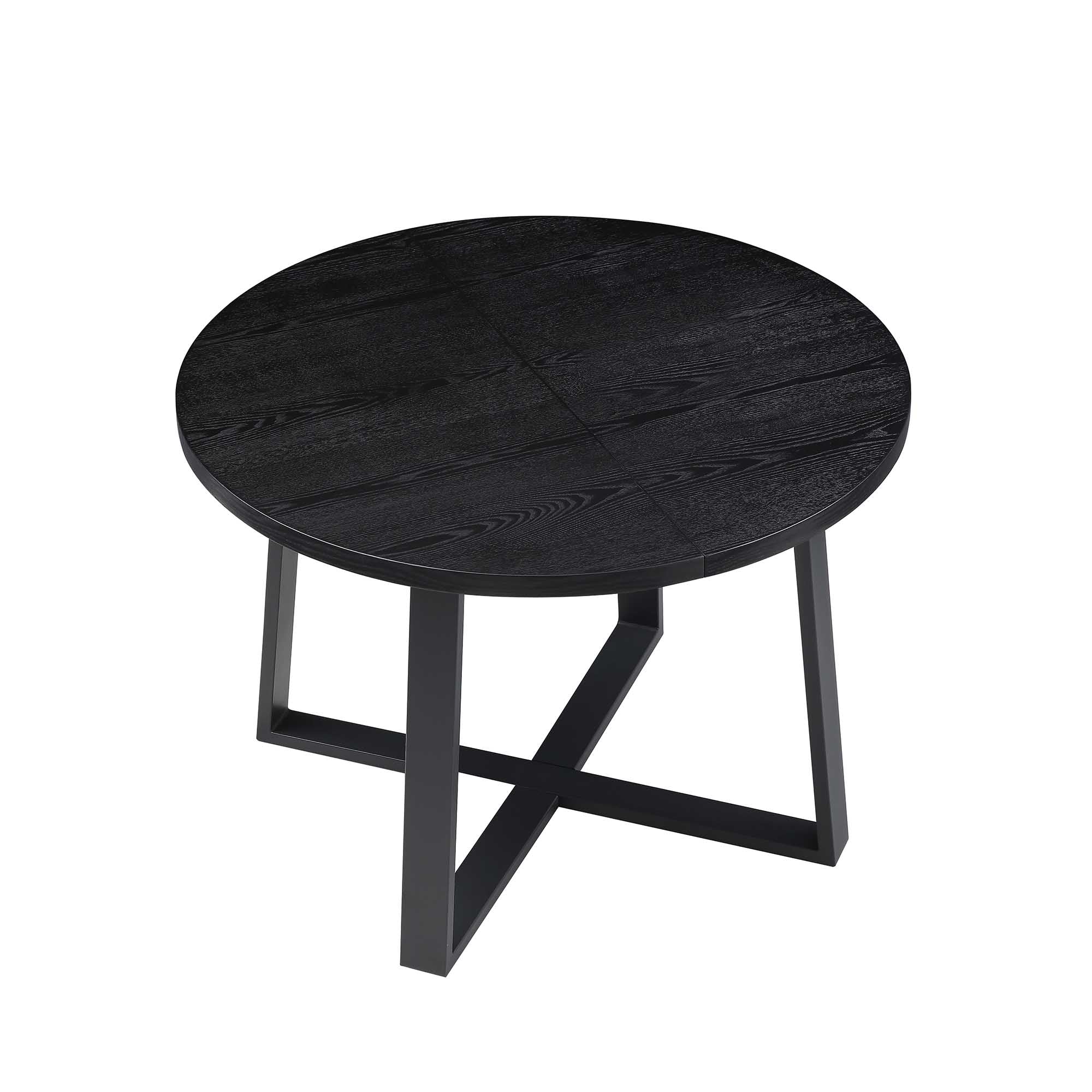 BERN Extending Round Dining Table with Metal Legs, Black - Image 10