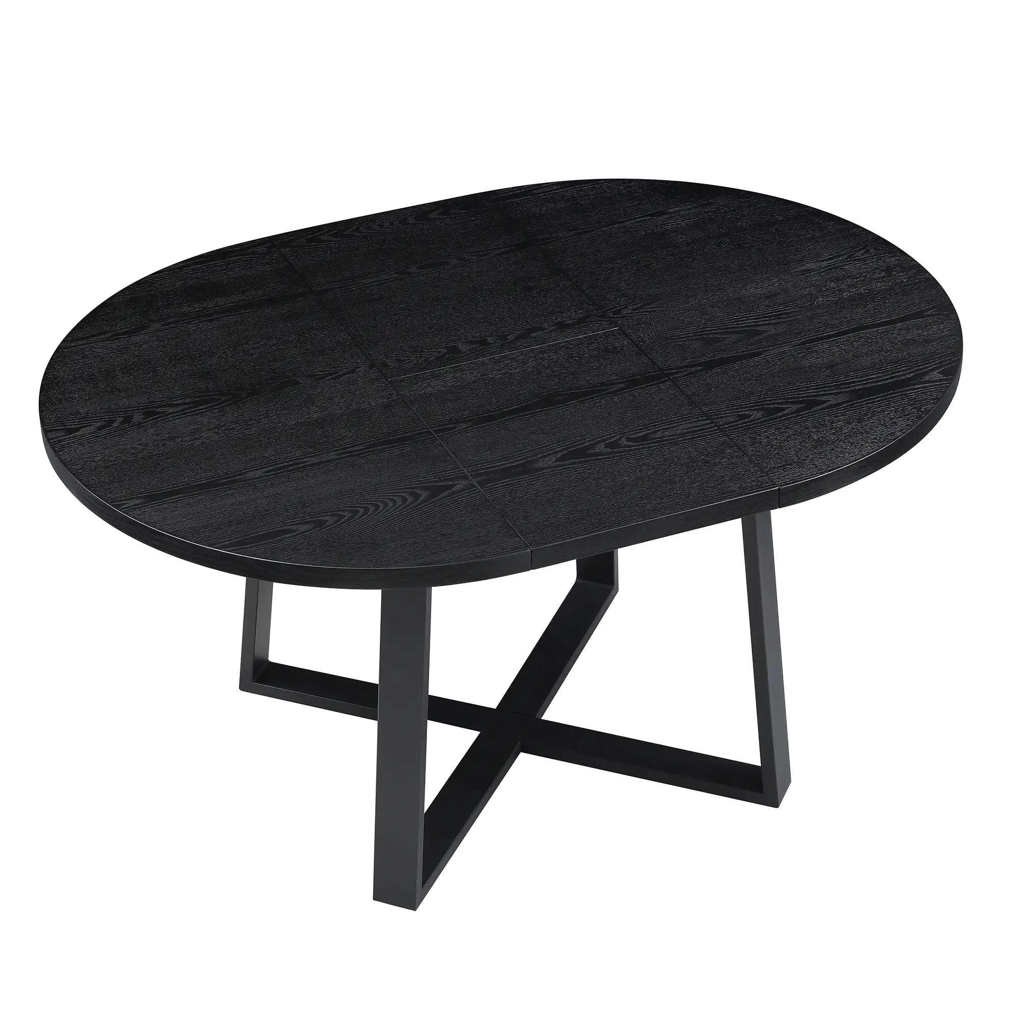 BERN Extending Round Dining Table with Metal Legs, Black - Image 6