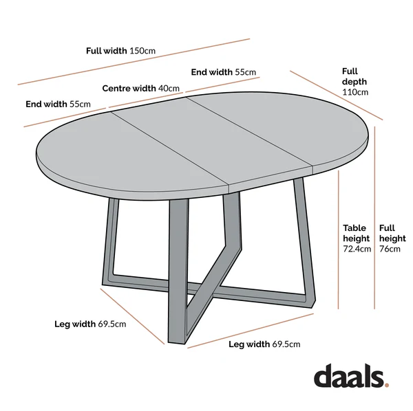 BERN Extending Round Dining Table with Metal Legs, Oak - Image 5