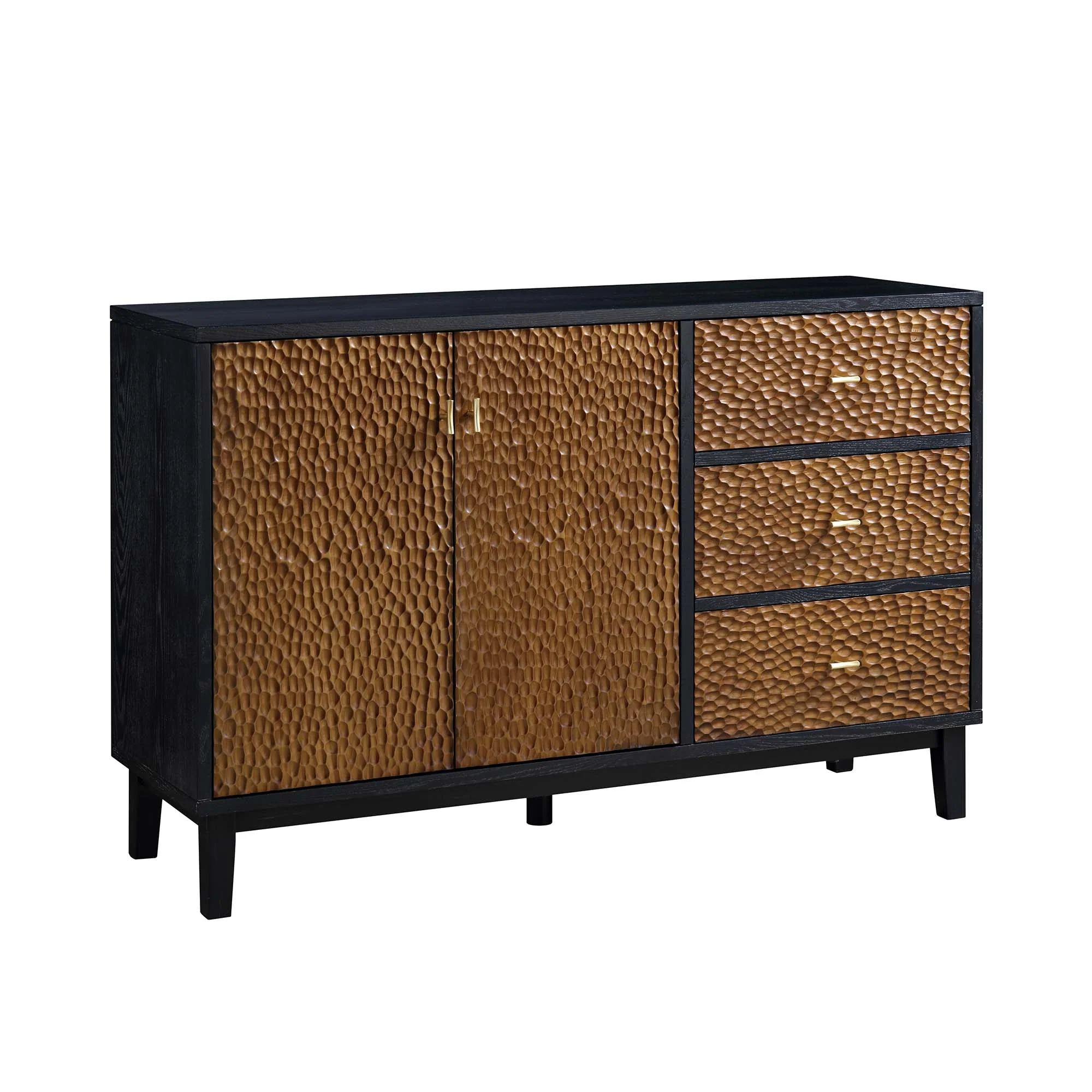 Bianca Chip Carved 2-Door 3-Drawer Sideboard, Antique Bronze & Black - Image 5