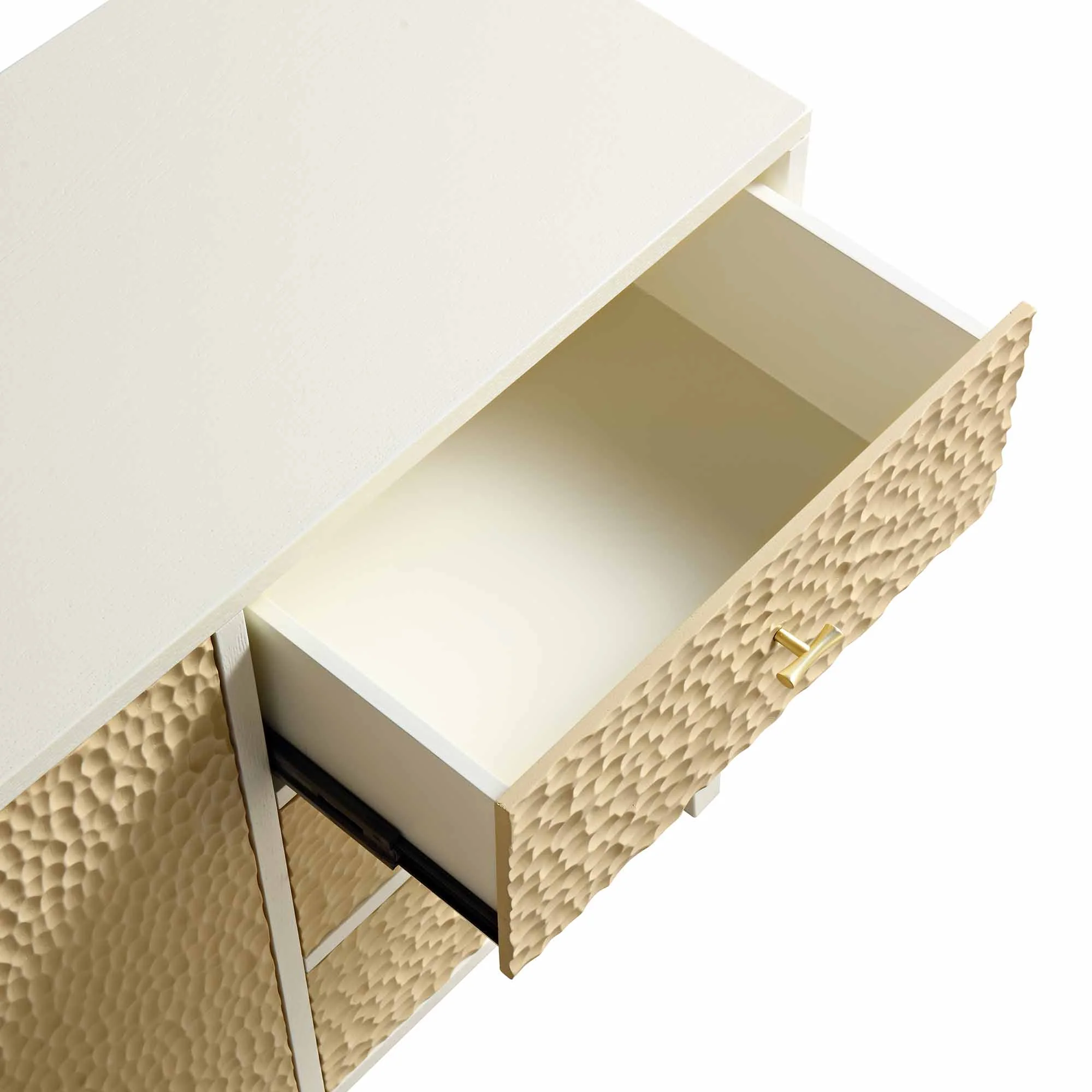 Bianca Chip Carved 2-Door 3-Drawer Sideboard, Sand Beige & Ivory - Image 12