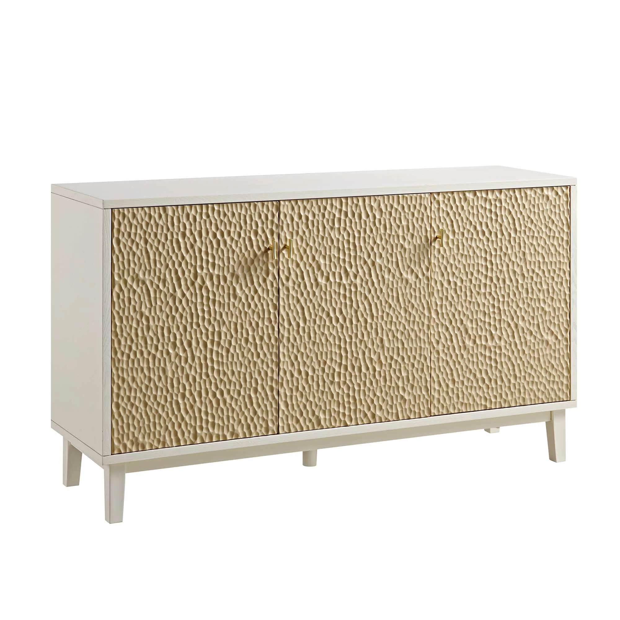 Bianca Chip Carved 3 Door Sideboard, Sand Beige & Ivory - Image 5